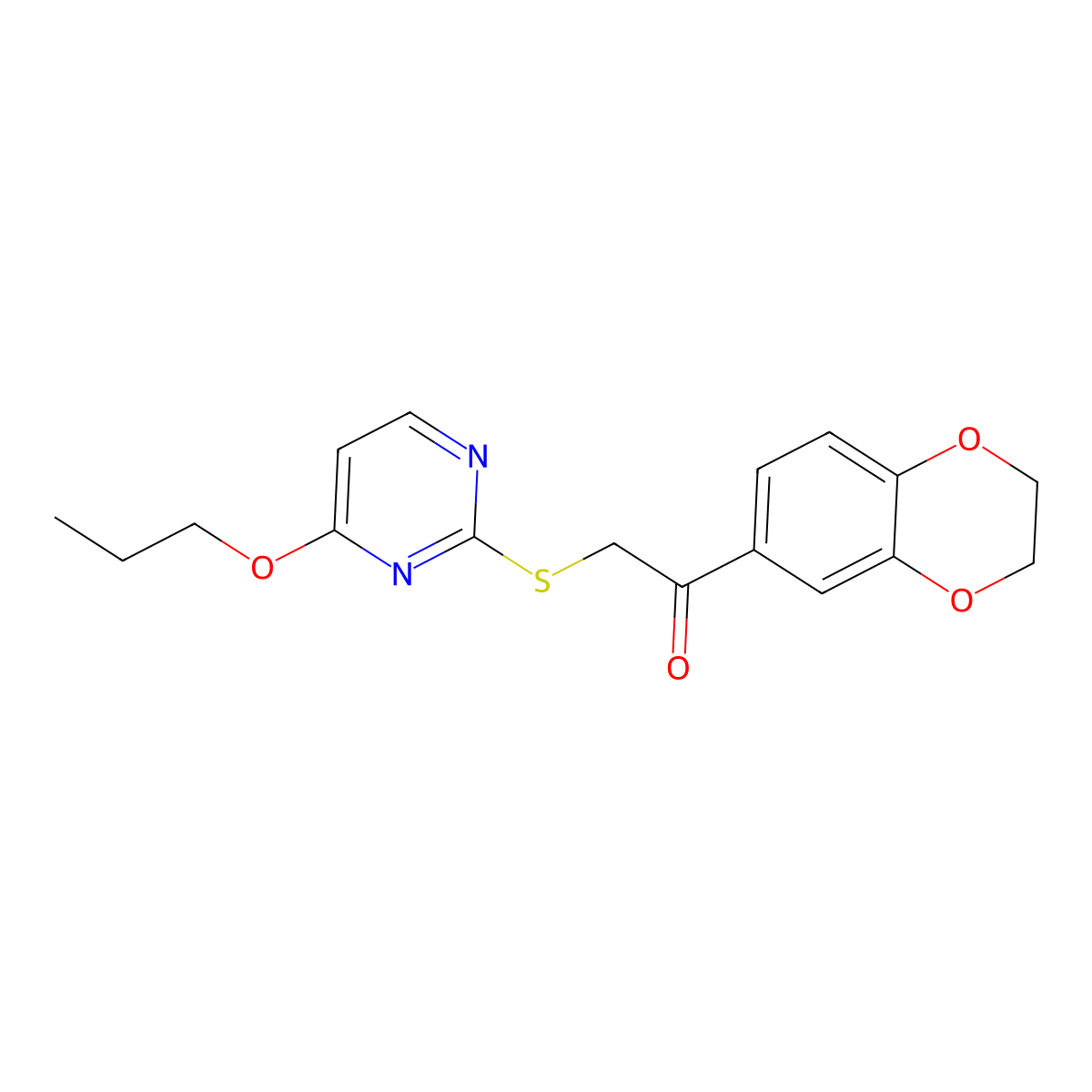 1-(2,3-Dihydro-1,4-benzodioxin-6-yl)-2-(4-propoxypyrimidin-2-yl)sulfanylethanone molecular structure, CAS 828275-66-7