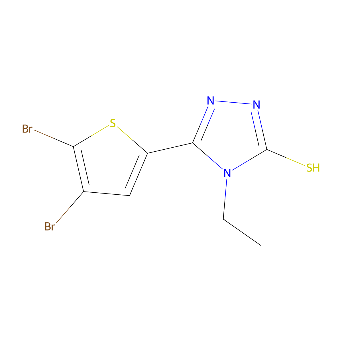 5-(4,5-dibromothiophen-2-yl)-4-ethyl-4H-1,2,4-triazole-3-thiol molecular structure, CAS 828275-81-6