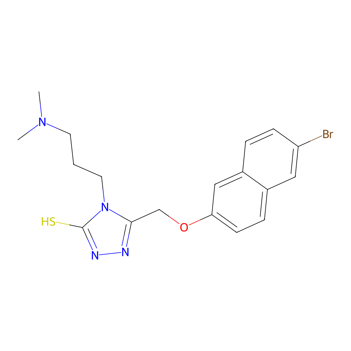 5-(((6-bromonaphthalen-2-yl)oxy)methyl)-4-(3-(dimethylamino)propyl)-4H-1,2,4-triazole-3-thiol molecular structure, CAS 828277-65-2