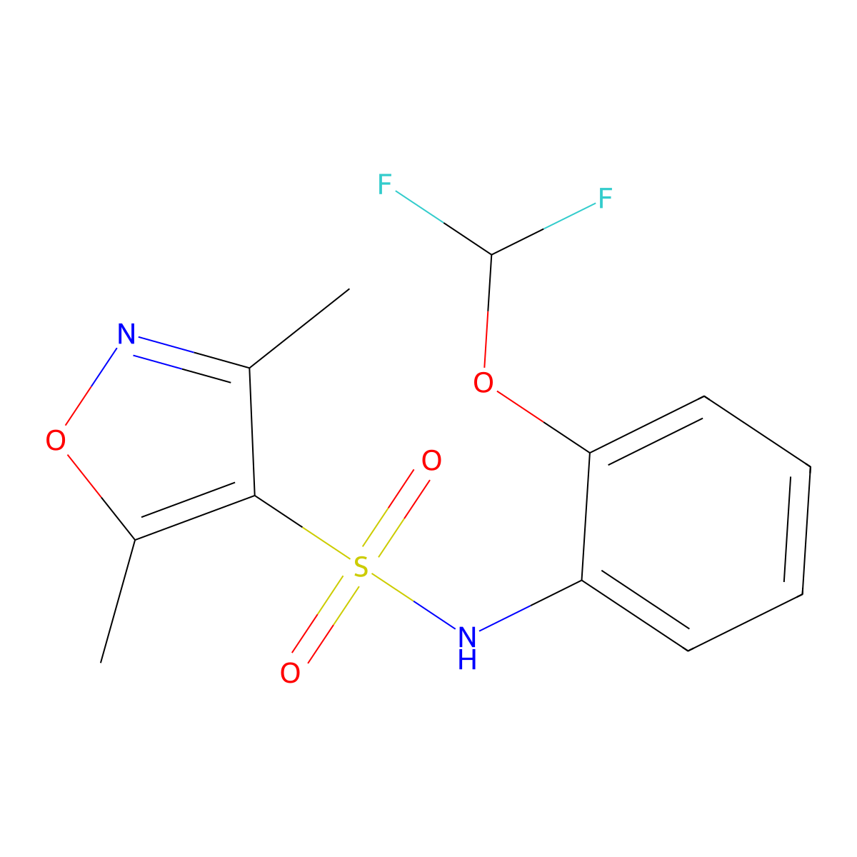 N-[2-(difluoromethoxy)phenyl]-3,5-dimethyl-1,2-oxazole-4-sulfonamide molecular structure, CAS 828277-67-4