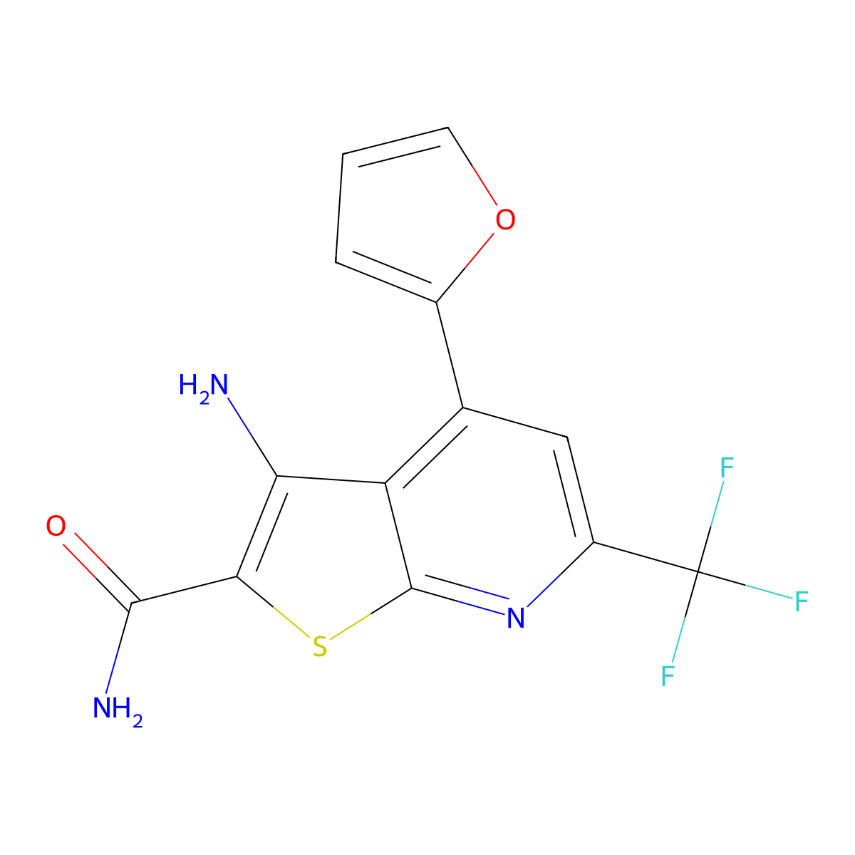 3-Amino-4-(furan-2-yl)-6-(trifluoromethyl)thieno[2,3-b]pyridine-2-carboxamide molecular structure, CAS 828278-17-7