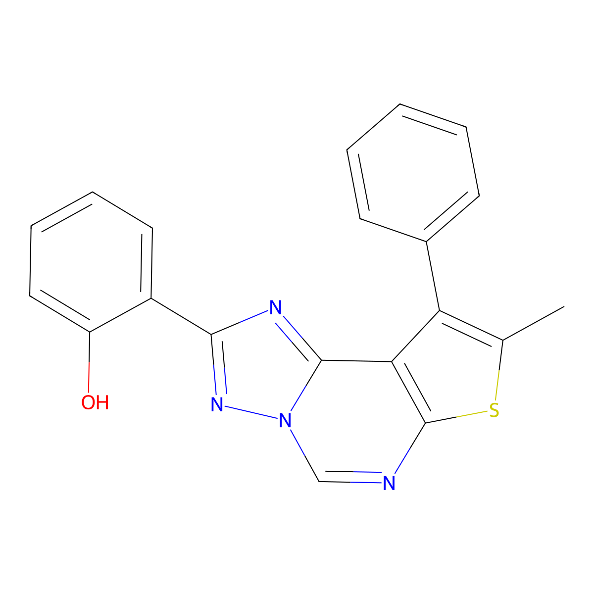 2-(8-Methyl-9-phenylthieno[3,2-e][1,2,4]triazolo[1,5-c]pyrimidin-2-yl)phenol molecular structure, CAS 828278-72-4