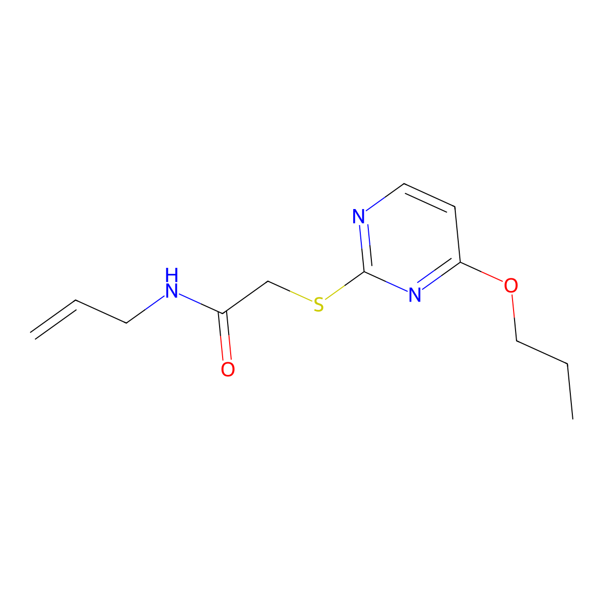 N-prop-2-enyl-2-(4-propoxypyrimidin-2-yl)sulfanylacetamide molecular structure, CAS 828278-89-3