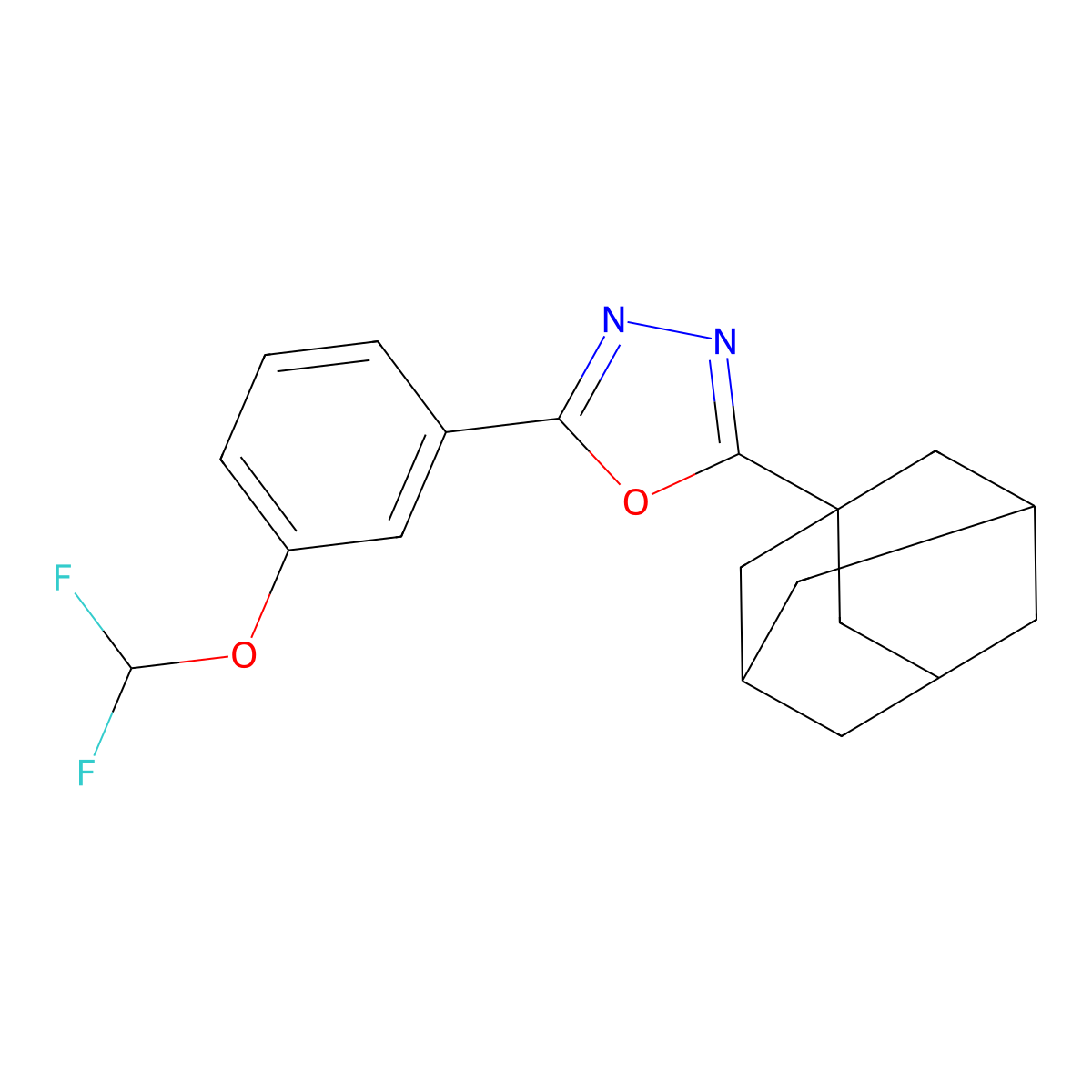 2-(1-Adamantyl)-5-[3-(difluoromethoxy)phenyl]-1,3,4-oxadiazole molecular structure, CAS 828278-93-9