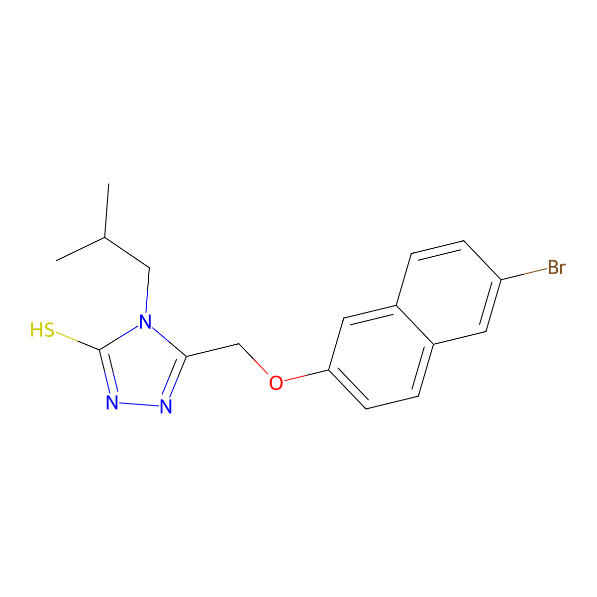 3-[(6-bromonaphthalen-2-yl)oxymethyl]-4-(2-methylpropyl)-1H-1,2,4-triazole-5-thione molecular structure, CAS 828279-26-1