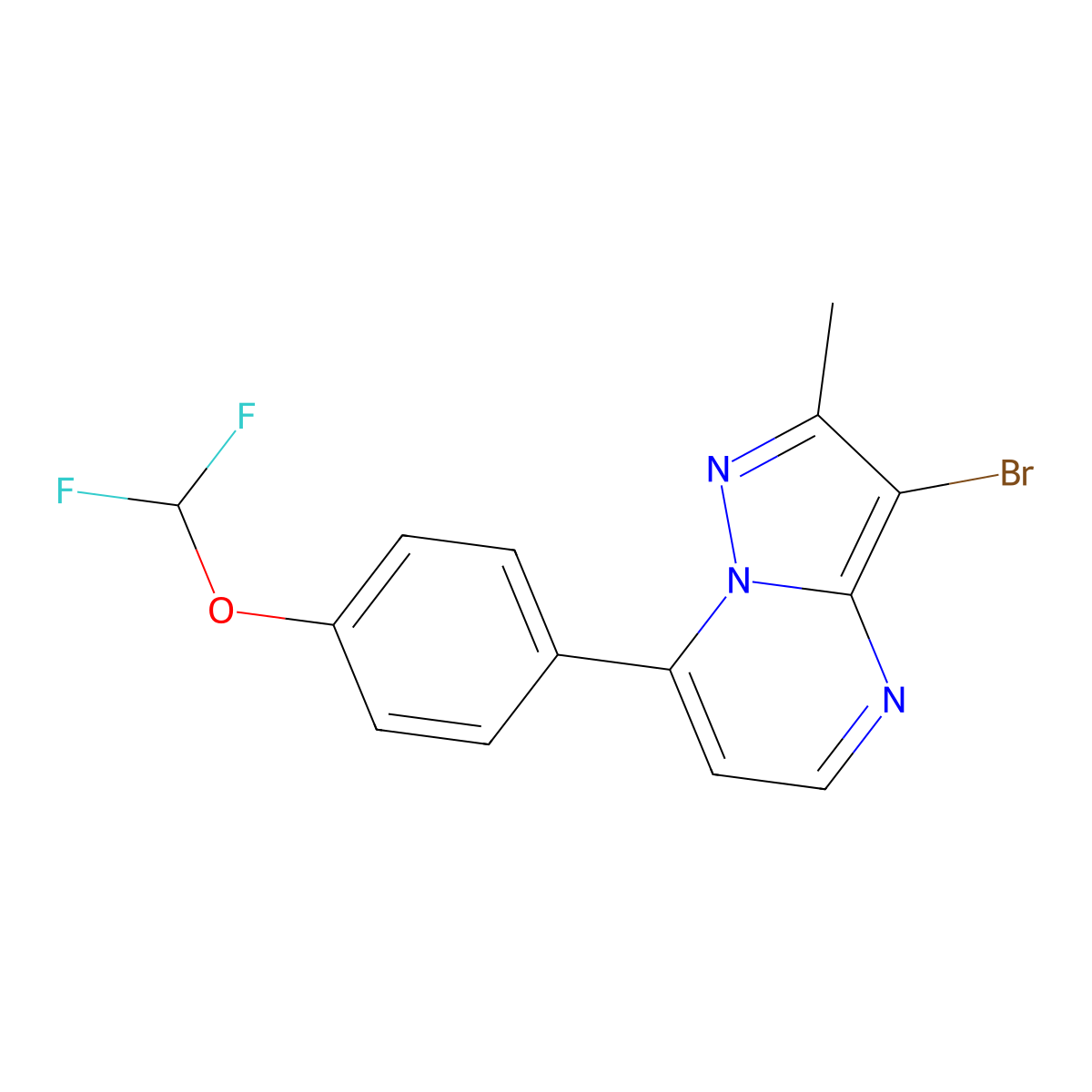 3-Bromo-7-[4-(difluoromethoxy)phenyl]-2-methylpyrazolo[1,5-a]pyrimidine molecular structure, CAS 828279-27-2