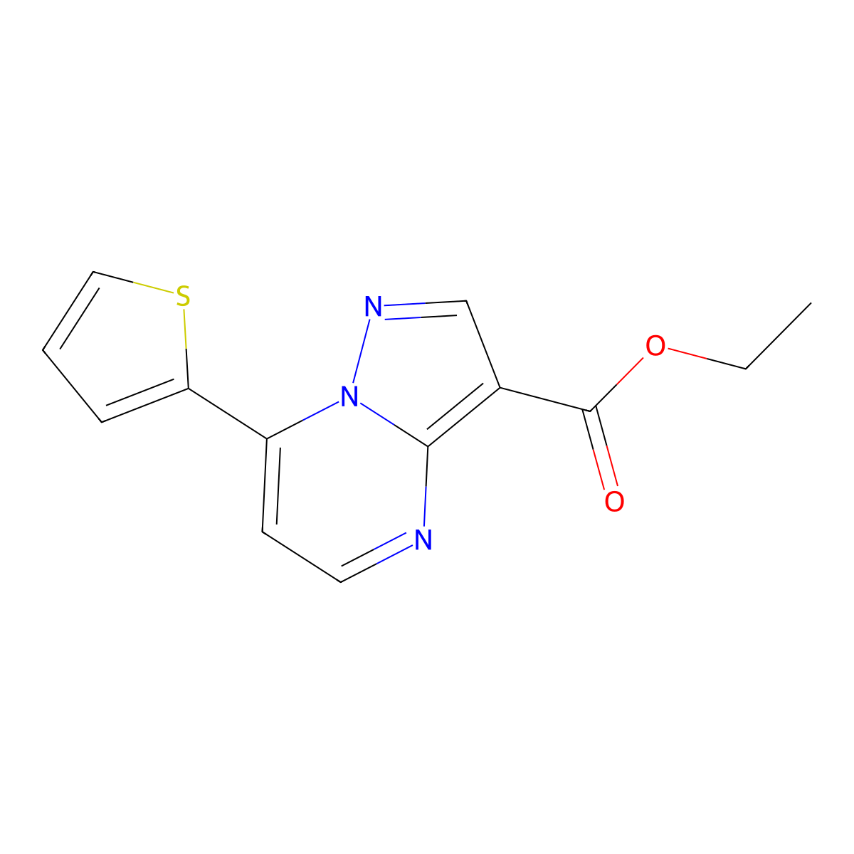 Ethyl 7-(thiophen-2-yl)pyrazolo[1,5-a]pyrimidine-3-carboxylate molecular structure, CAS 828279-28-3