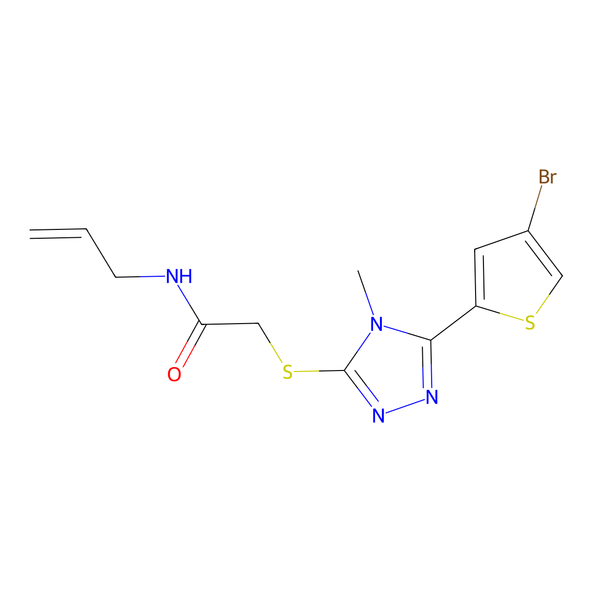 2-{[5-(4-bromothiophen-2-yl)-4-methyl-4H-1,2,4-triazol-3-yl]sulfanyl}-N-(prop-2-en-1-yl)acetamide molecular structure, CAS 828279-29-4