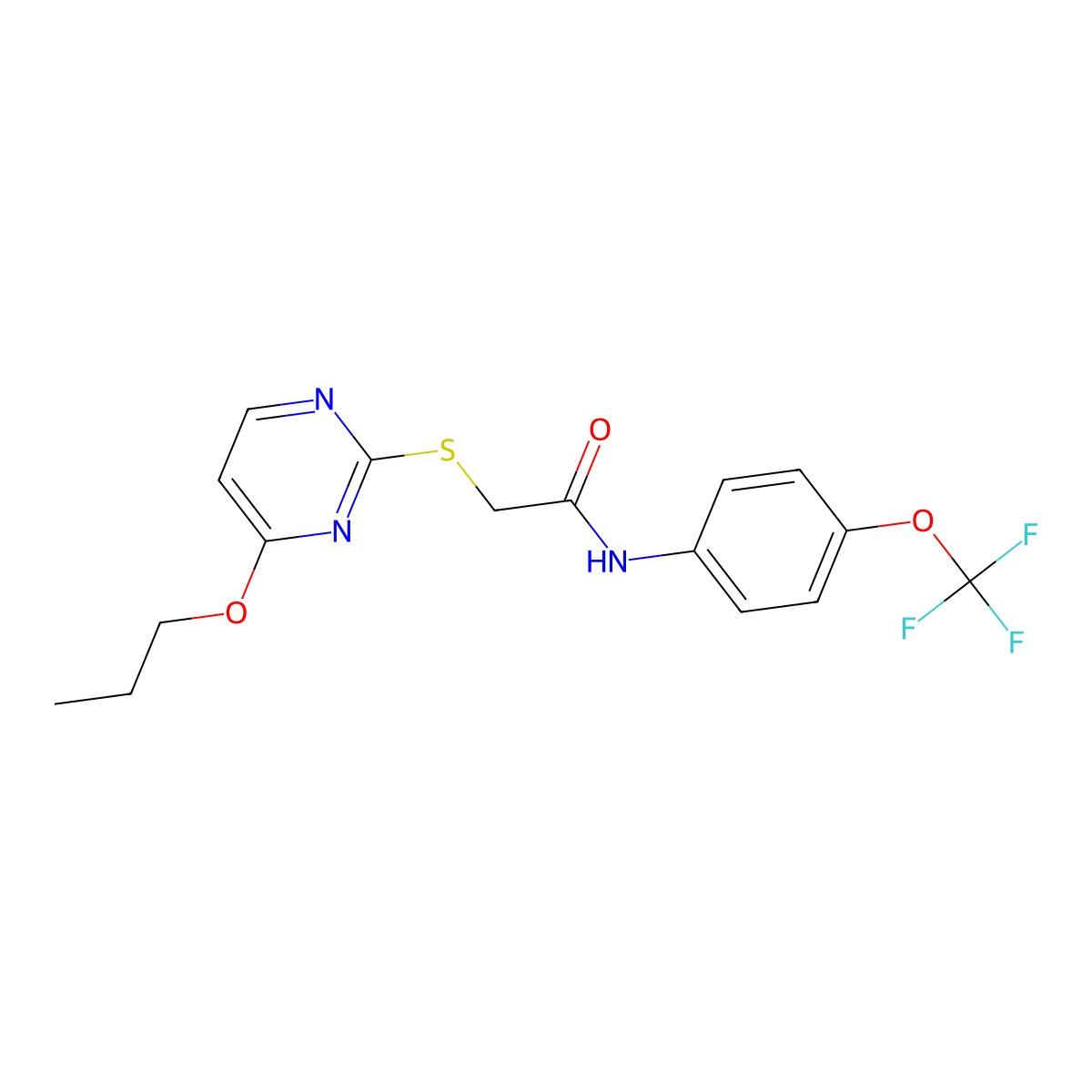 2-[(4-propoxypyrimidin-2-yl)sulfanyl]-N-[4-(trifluoromethoxy)phenyl]acetamide molecular structure, CAS 828281-79-4