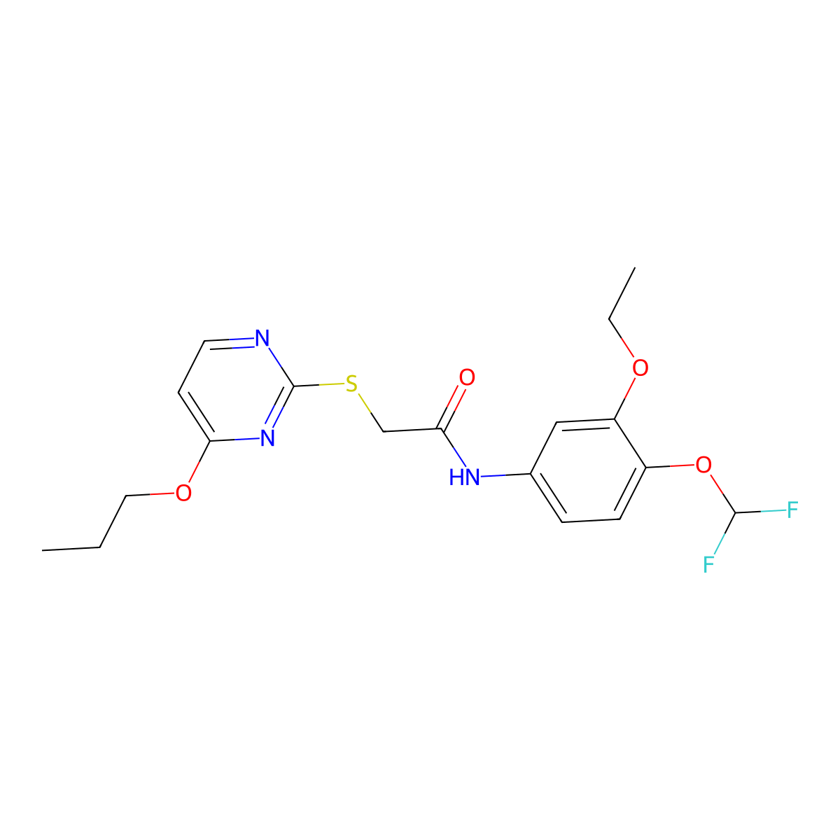 N-[4-(difluoromethoxy)-3-ethoxyphenyl]-2-[(4-propoxypyrimidin-2-yl)sulfanyl]acetamide molecular structure, CAS 828282-09-3