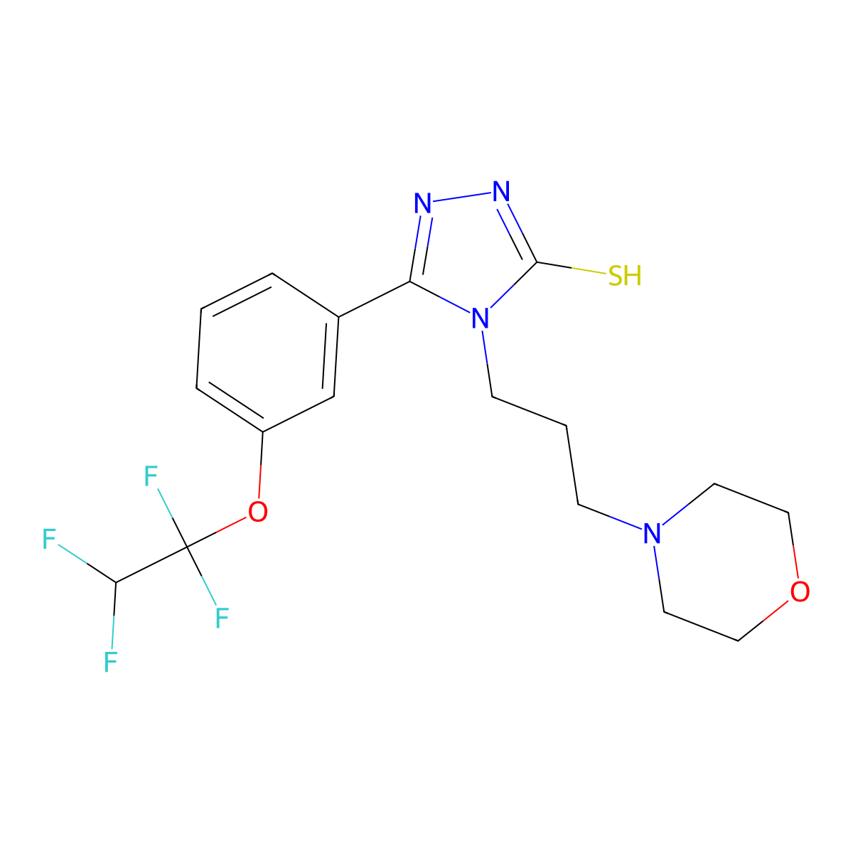 4-(3-morpholin-4-ylpropyl)-3-[3-(1,1,2,2-tetrafluoroethoxy)phenyl]-1H-1,2,4-triazole-5-thione molecular structure, CAS 828282-26-4