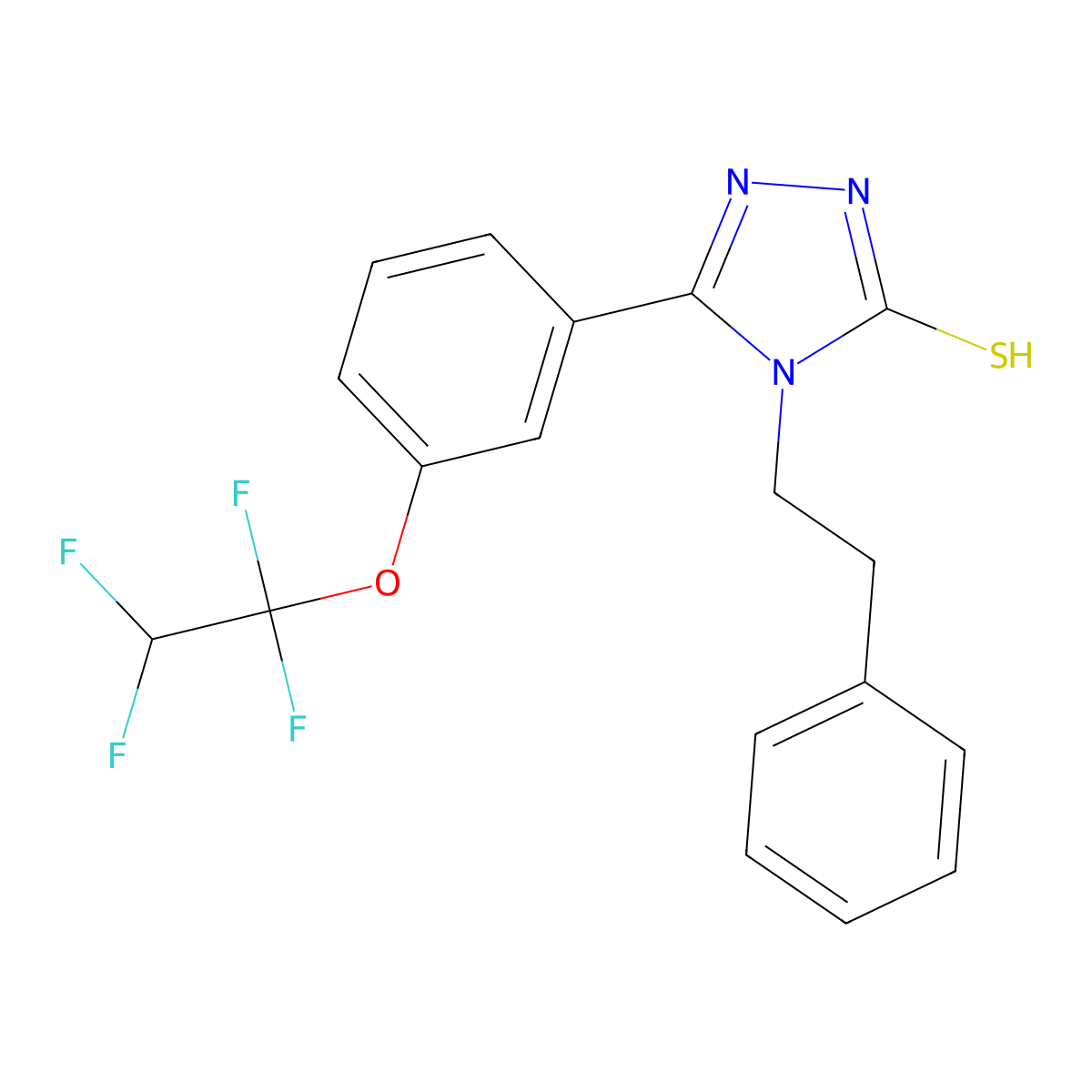 4-(2-phenylethyl)-5-[3-(1,1,2,2-tetrafluoroethoxy)phenyl]-4H-1,2,4-triazole-3-thiol molecular structure, CAS 828282-40-2