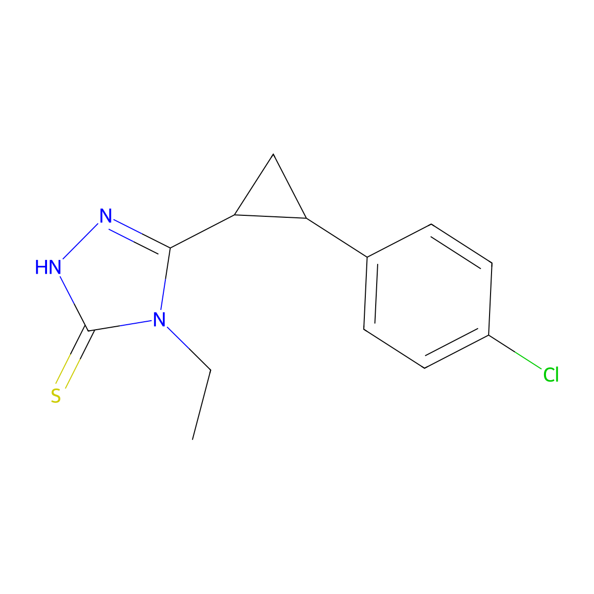 5-(2-(4-Chlorophenyl)cyclopropyl)-4-ethyl-4H-1,2,4-triazole-3-thiol molecular structure, CAS 828283-49-4