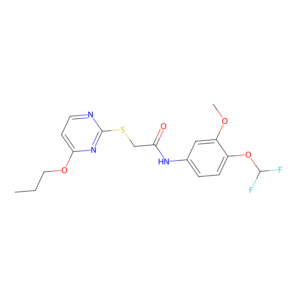 N-[4-(difluoromethoxy)-3-methoxyphenyl]-2-(4-propoxypyrimidin-2-yl)sulfanylacetamide molecular structure, CAS 828284-44-2