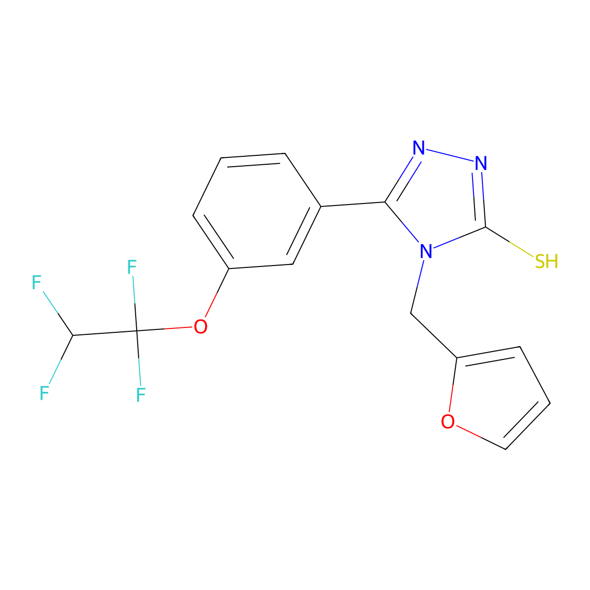 4-(furan-2-ylmethyl)-3-[3-(1,1,2,2-tetrafluoroethoxy)phenyl]-1H-1,2,4-triazole-5-thione molecular structure, CAS 828284-61-3