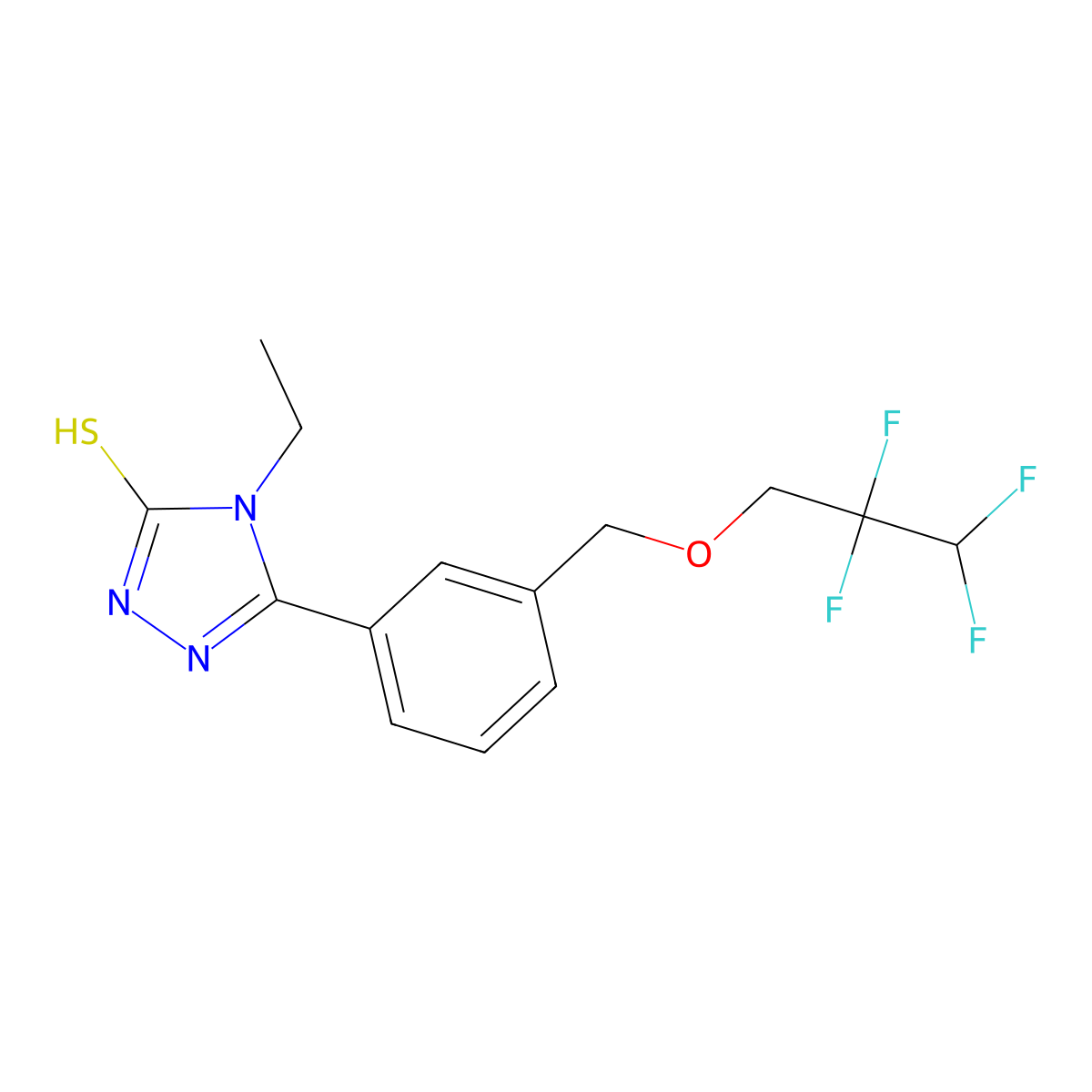 4-ethyl-5-{3-[(2,2,3,3-tetrafluoropropoxy)methyl]phenyl}-4H-1,2,4-triazole-3-thiol molecular structure, CAS 828285-15-0
