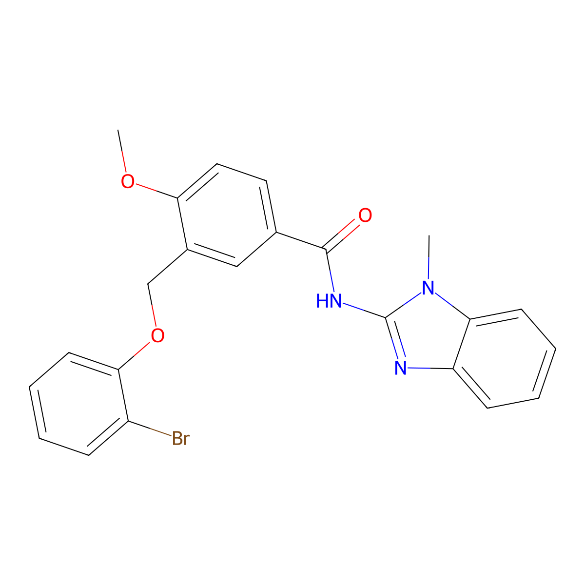 3-[(2-bromophenoxy)methyl]-4-methoxy-N-(1-methylbenzimidazol-2-yl)benzamide molecular structure, CAS 828285-53-6