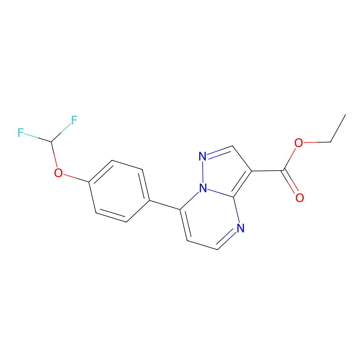 Ethyl 7-[4-(difluoromethoxy)phenyl]pyrazolo[1,5-a]pyrimidine-3-carboxylate molecular structure, CAS 828285-79-6