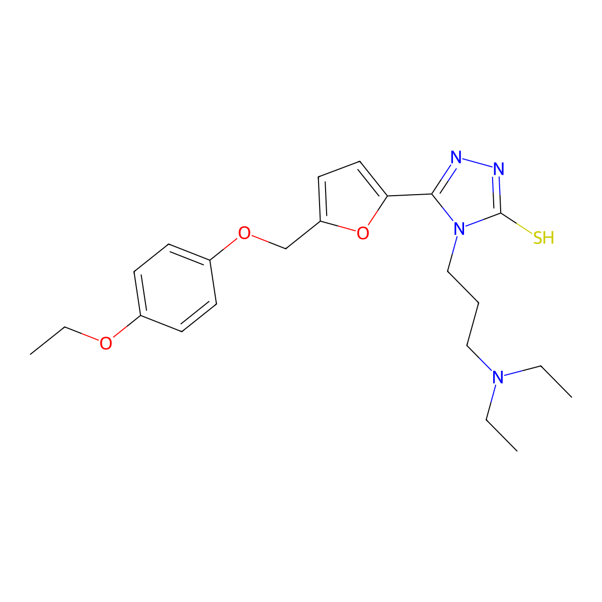 4-(3-(diethylamino)propyl)-5-(5-((4-ethoxyphenoxy)methyl)furan-2-yl)-4H-1,2,4-triazole-3-thiol molecular structure, CAS 828285-92-3
