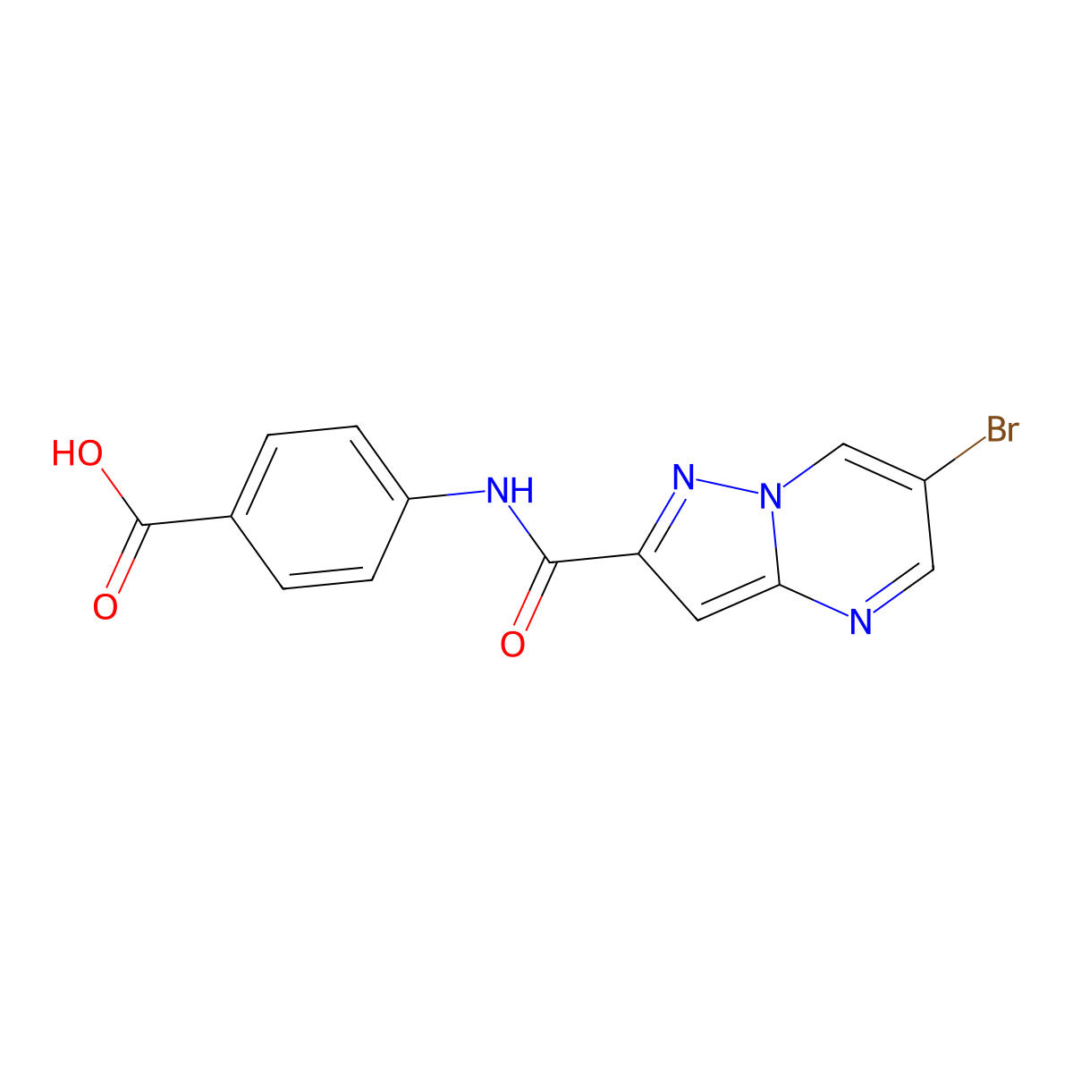 4-{[(6-Bromopyrazolo[1,5-a]pyrimidin-2-yl)carbonyl]amino}benzoic acid molecular structure, CAS 828287-21-4