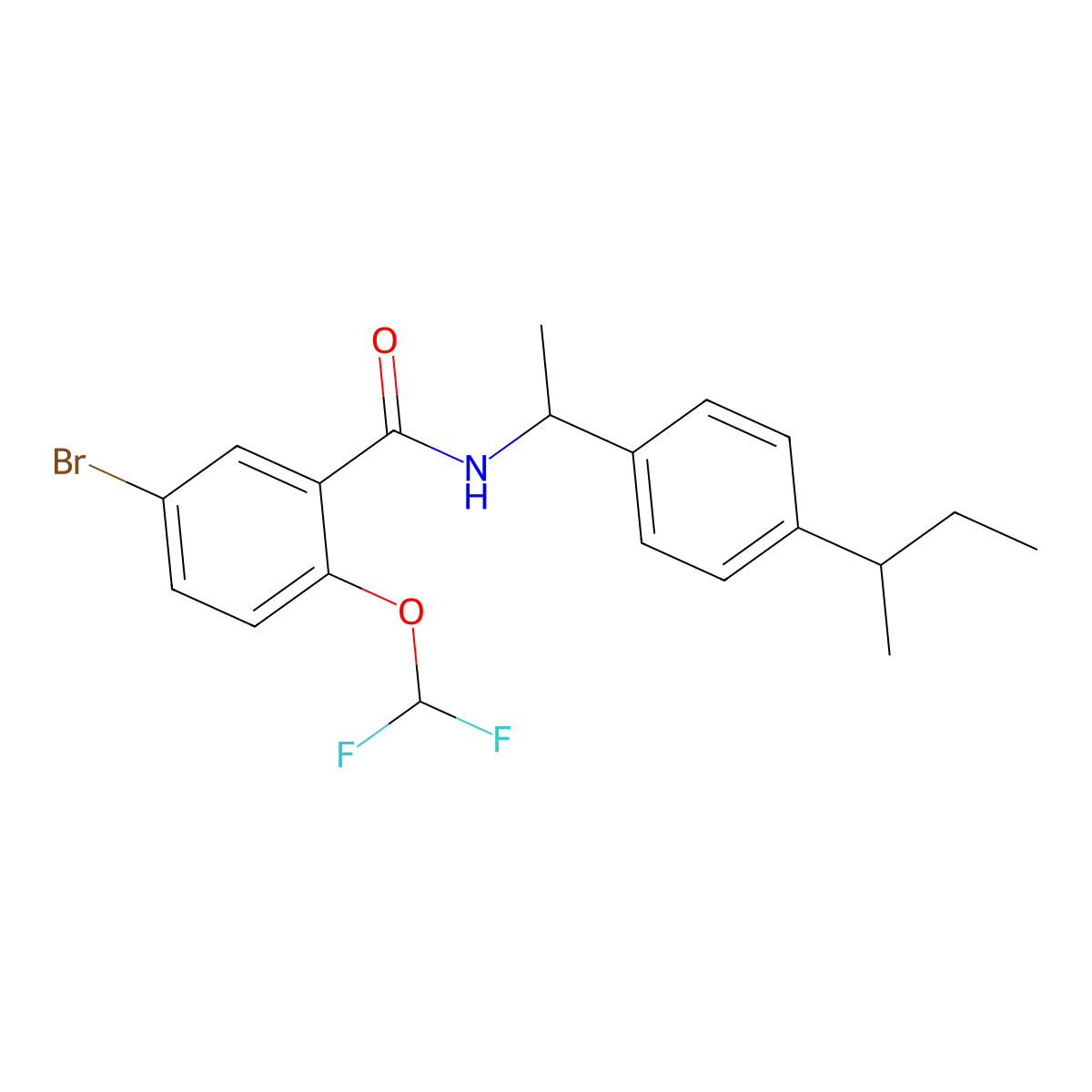 5-bromo-N-[1-(4-butan-2-ylphenyl)ethyl]-2-(difluoromethoxy)benzamide molecular structure, CAS 828288-16-0