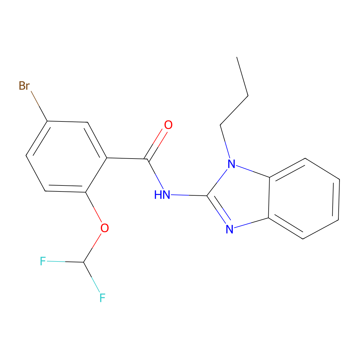 5-bromo-2-(difluoromethoxy)-N-(1-propylbenzimidazol-2-yl)benzamide molecular structure, CAS 828288-43-3