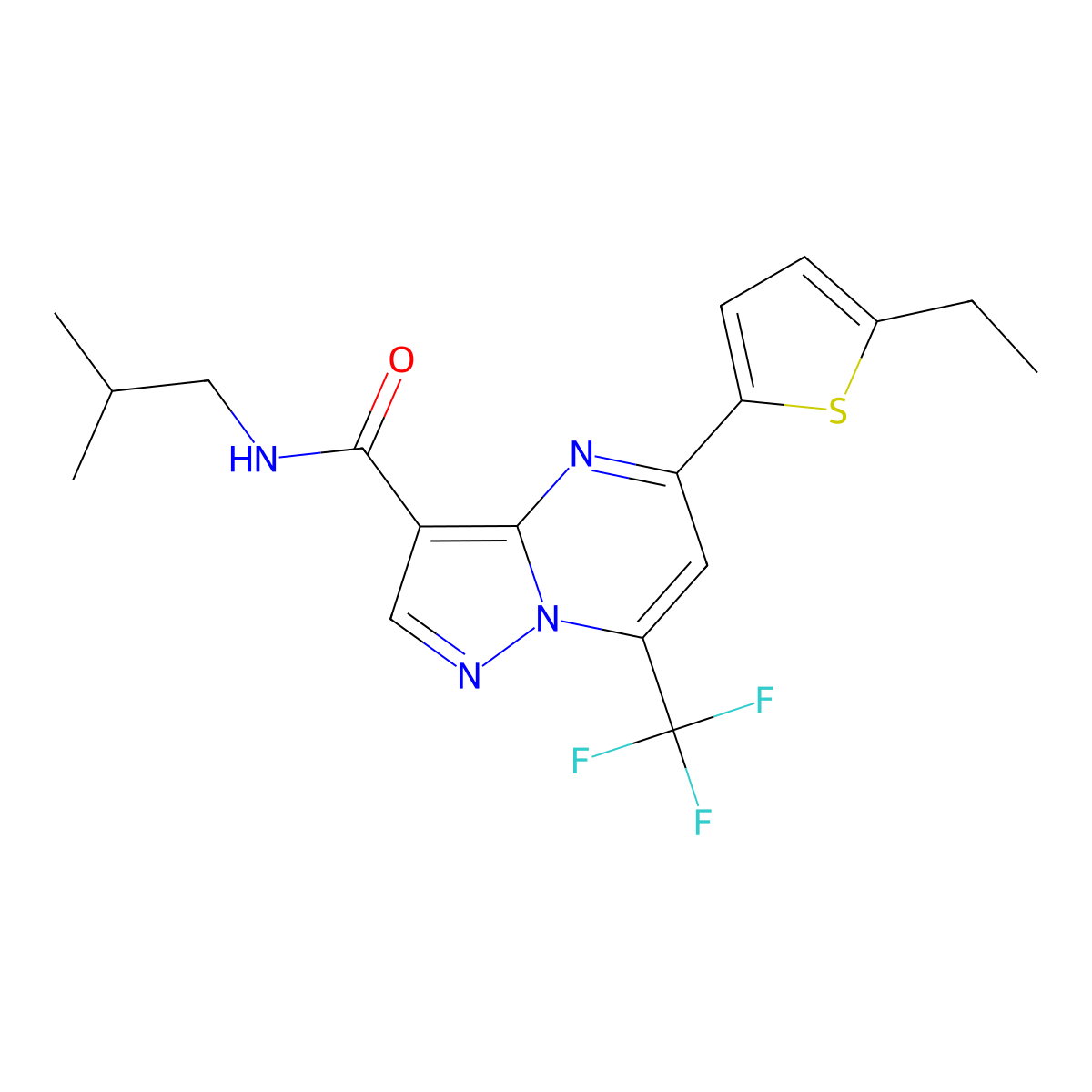 5-(5-ethylthiophen-2-yl)-N-(2-methylpropyl)-7-(trifluoromethyl)pyrazolo[1,5-a]pyrimidine-3-carboxamide molecular structure, CAS 828288-59-1