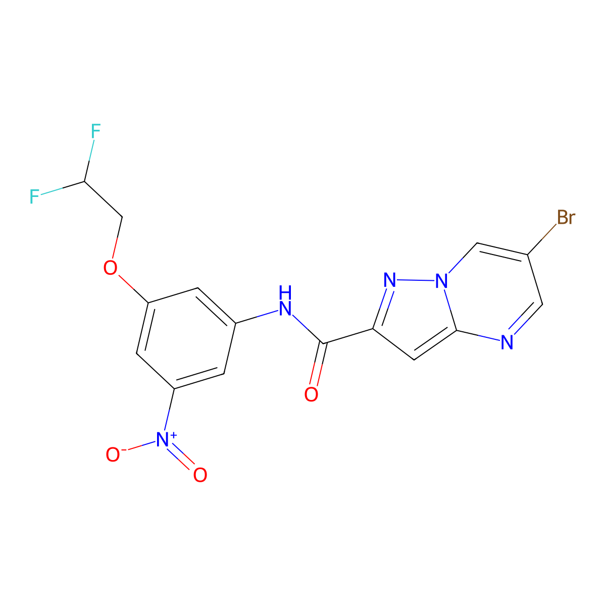 6-bromo-N-[3-(2,2-difluoroethoxy)-5-nitrophenyl]pyrazolo[1,5-a]pyrimidine-2-carboxamide molecular structure, CAS 828290-41-1