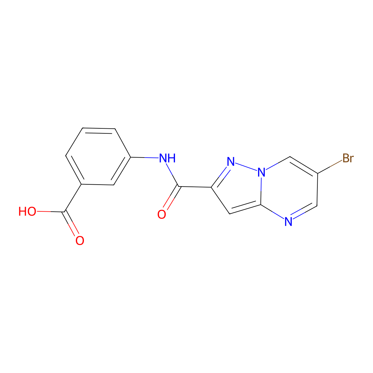 3-{[(6-Bromopyrazolo[1,5-a]pyrimidin-2-yl)carbonyl]amino}benzoic acid molecular structure, CAS 828290-59-1