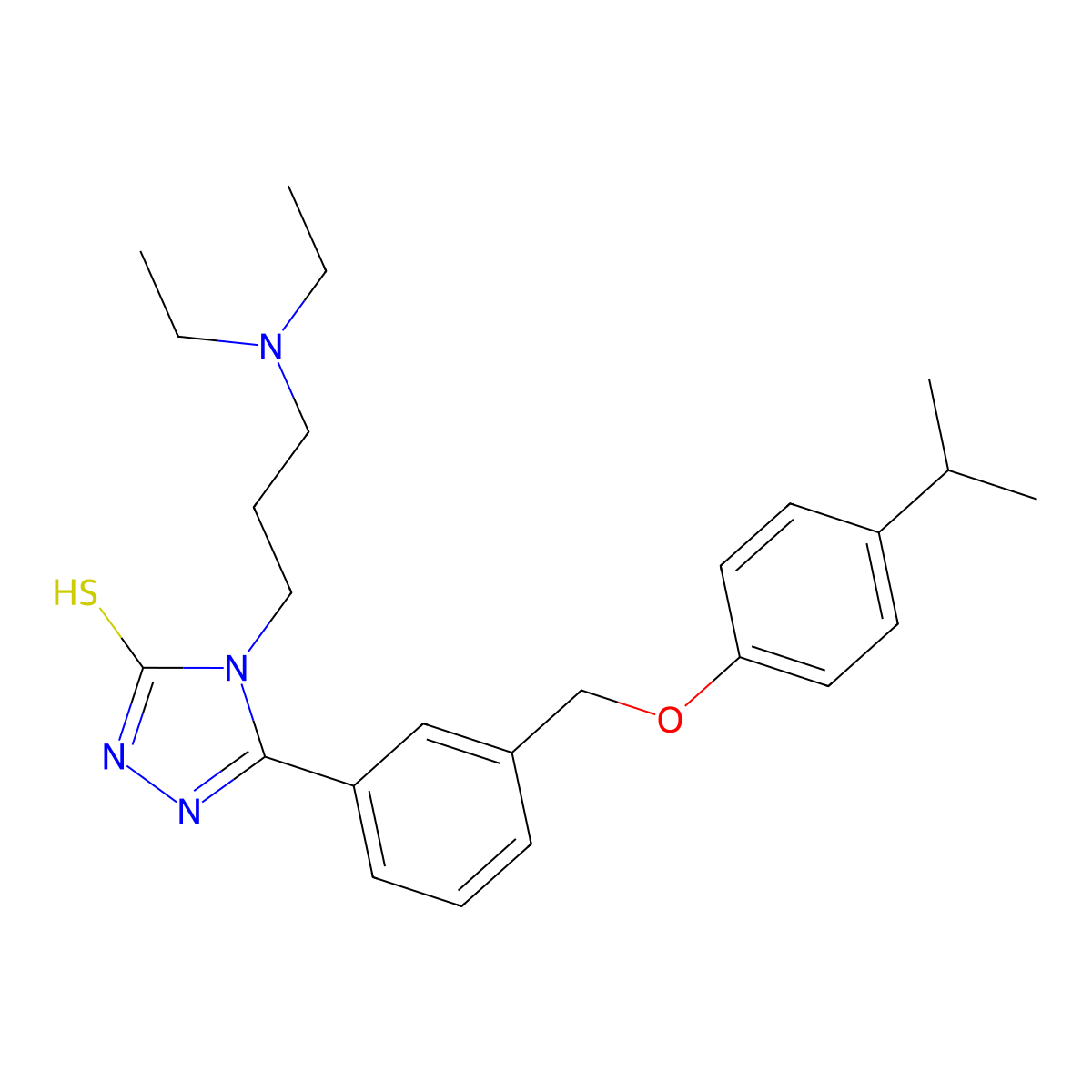 4-[3-(diethylamino)propyl]-3-[3-[(4-propan-2-ylphenoxy)methyl]phenyl]-1H-1,2,4-triazole-5-thione molecular structure, CAS 828291-11-8