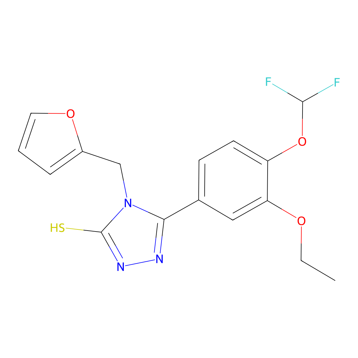 3-[4-(difluoromethoxy)-3-ethoxyphenyl]-4-(furan-2-ylmethyl)-1H-1,2,4-triazole-5-thione molecular structure, CAS 828291-18-5