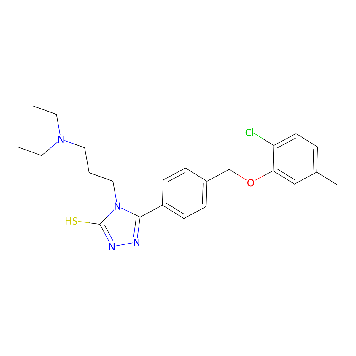 3-[4-[(2-chloro-5-methylphenoxy)methyl]phenyl]-4-[3-(diethylamino)propyl]-1H-1,2,4-triazole-5-thione molecular structure, CAS 828291-41-4
