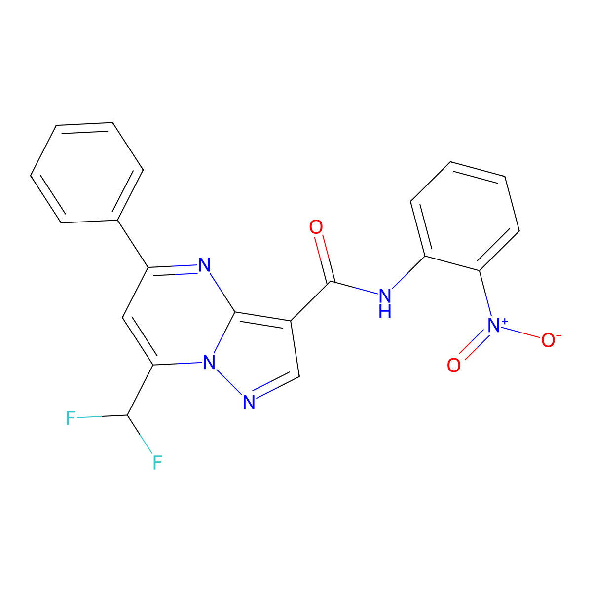 7-(difluoromethyl)-N-(2-nitrophenyl)-5-phenylpyrazolo[1,5-a]pyrimidine-3-carboxamide molecular structure, CAS 828292-30-4