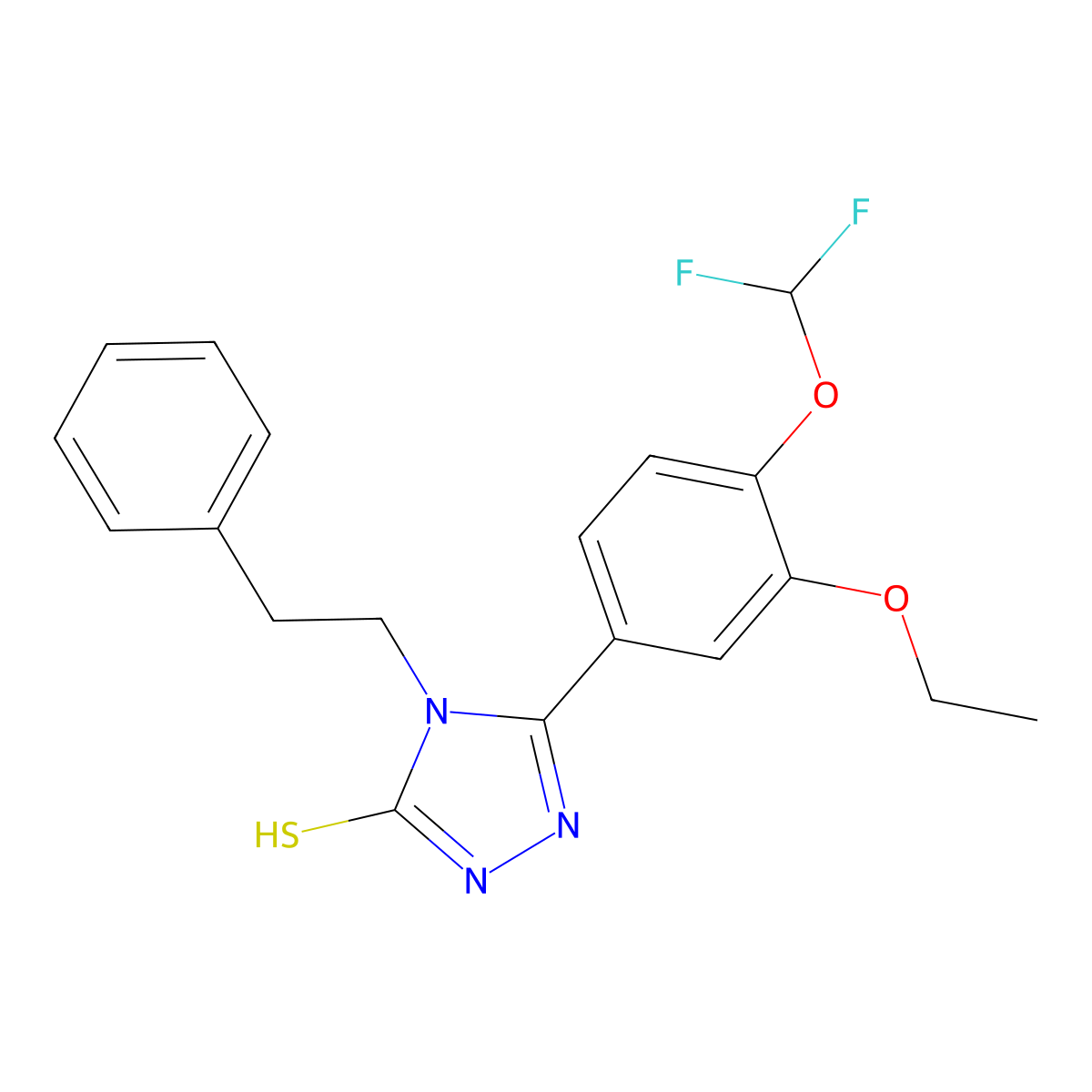 5-[4-(difluoromethoxy)-3-ethoxyphenyl]-4-(2-phenylethyl)-4H-1,2,4-triazole-3-thiol molecular structure, CAS 828292-39-3