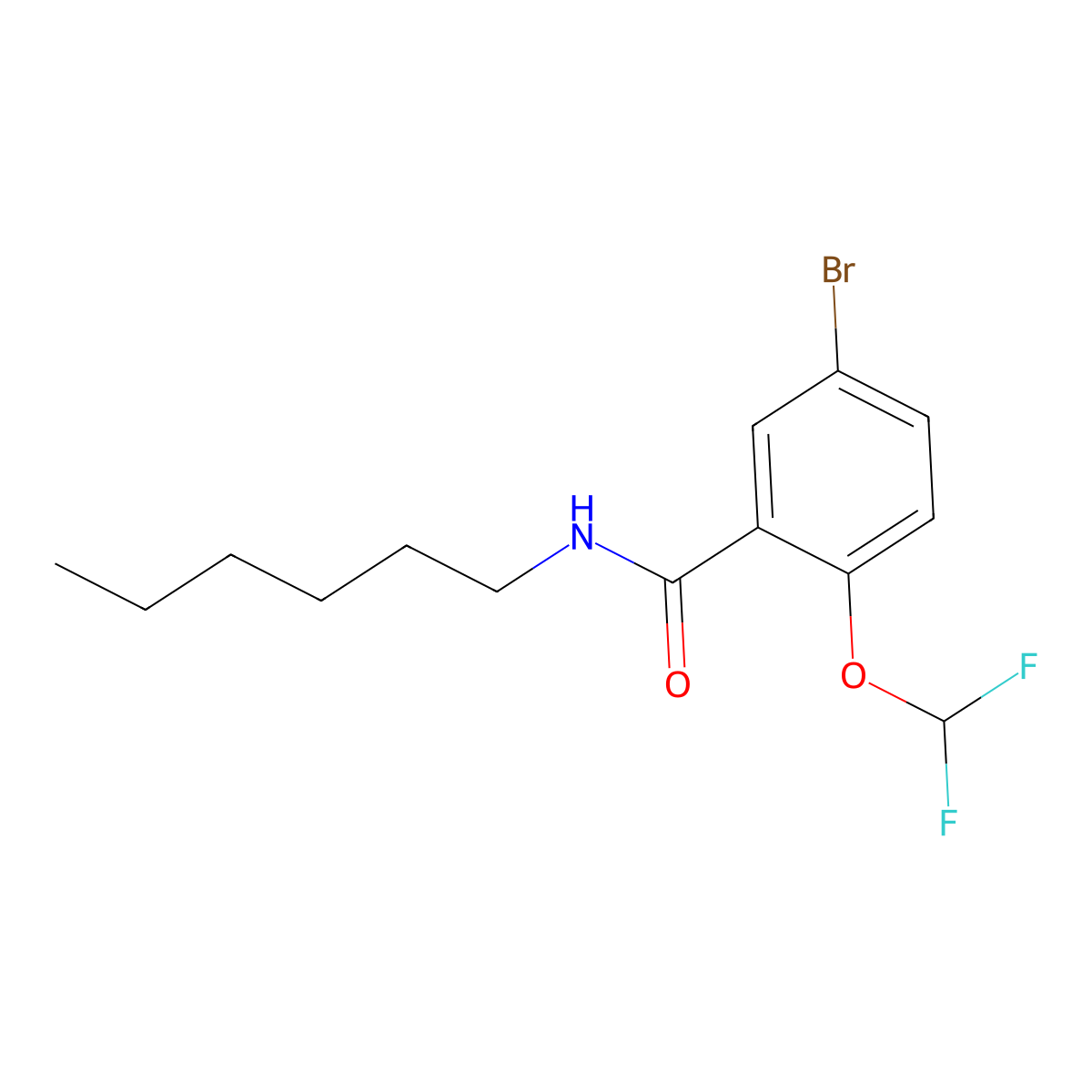 5-bromo-2-(difluoromethoxy)-N-hexylbenzamide molecular structure, CAS 828292-67-7