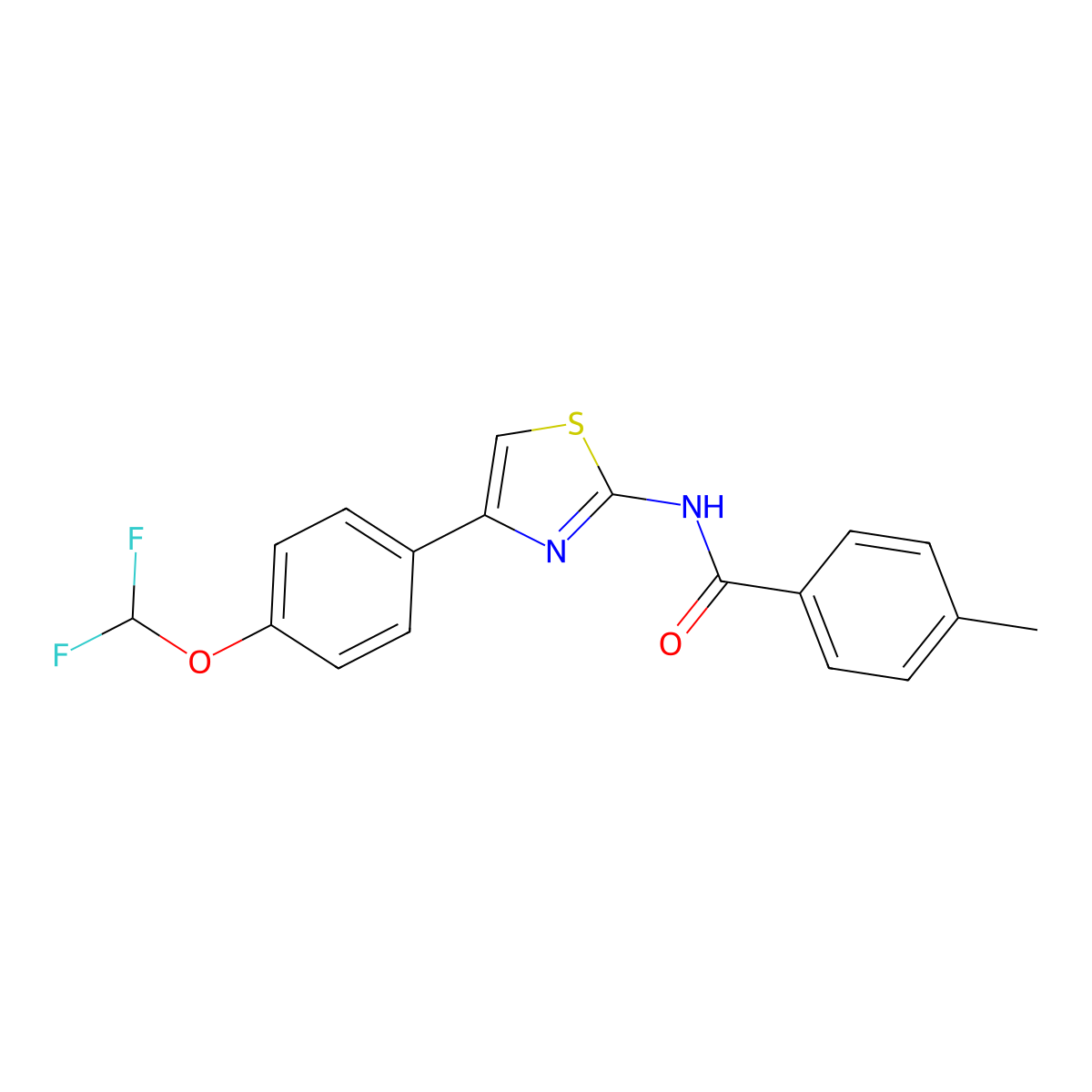 N-[4-[4-(difluoromethoxy)phenyl]-1,3-thiazol-2-yl]-4-methylbenzamide molecular structure, CAS 828293-28-3
