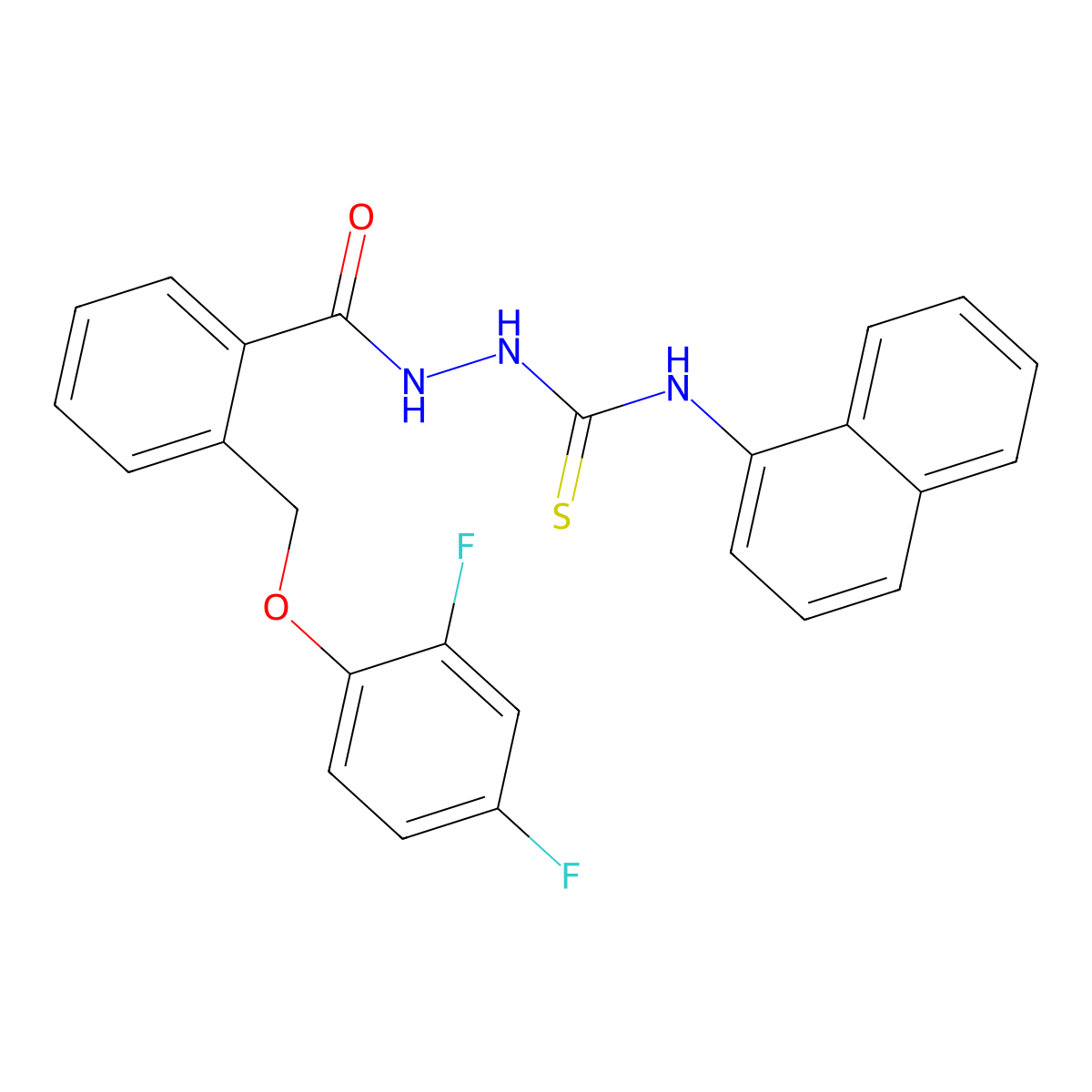 1-[[2-[(2,4-Difluorophenoxy)methyl]benzoyl]amino]-3-naphthalen-1-ylthiourea molecular structure, CAS 828293-39-6