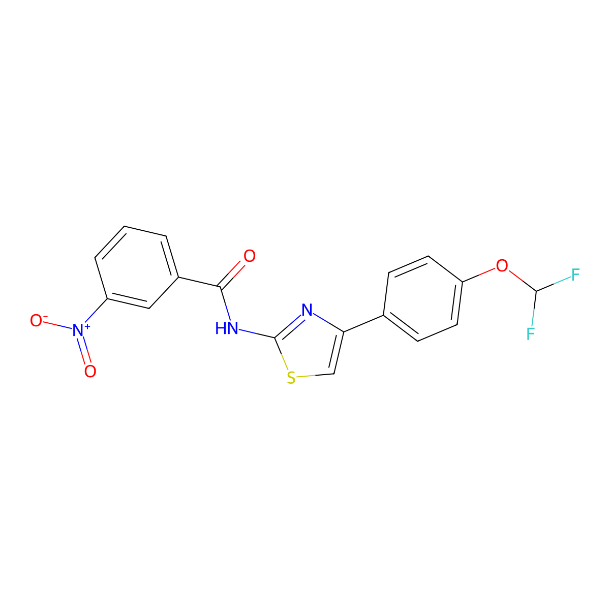 N-[4-[4-(difluoromethoxy)phenyl]-1,3-thiazol-2-yl]-3-nitrobenzamide molecular structure, CAS 828293-45-4