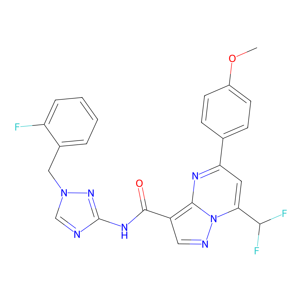 7-(difluoromethyl)-N-[1-[(2-fluorophenyl)methyl]-1,2,4-triazol-3-yl]-5-(4-methoxyphenyl)pyrazolo[1,5-a]pyrimidine-3-carboxamide molecular structure, CAS 828294-28-6