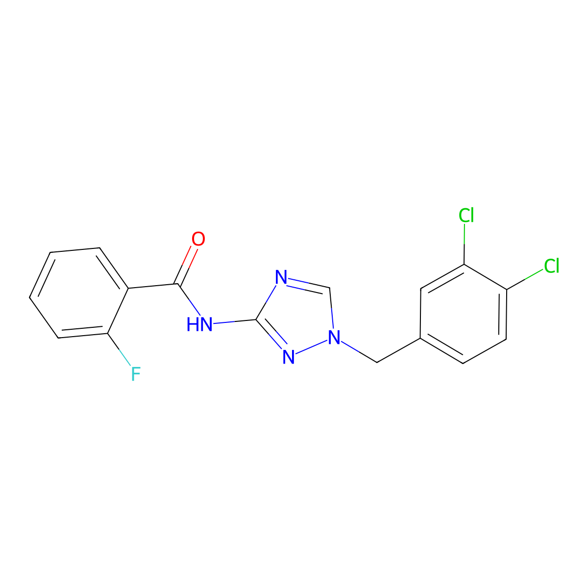 N-[1-[(3,4-dichlorophenyl)methyl]-1,2,4-triazol-3-yl]-2-fluorobenzamide molecular structure, CAS 828294-29-7