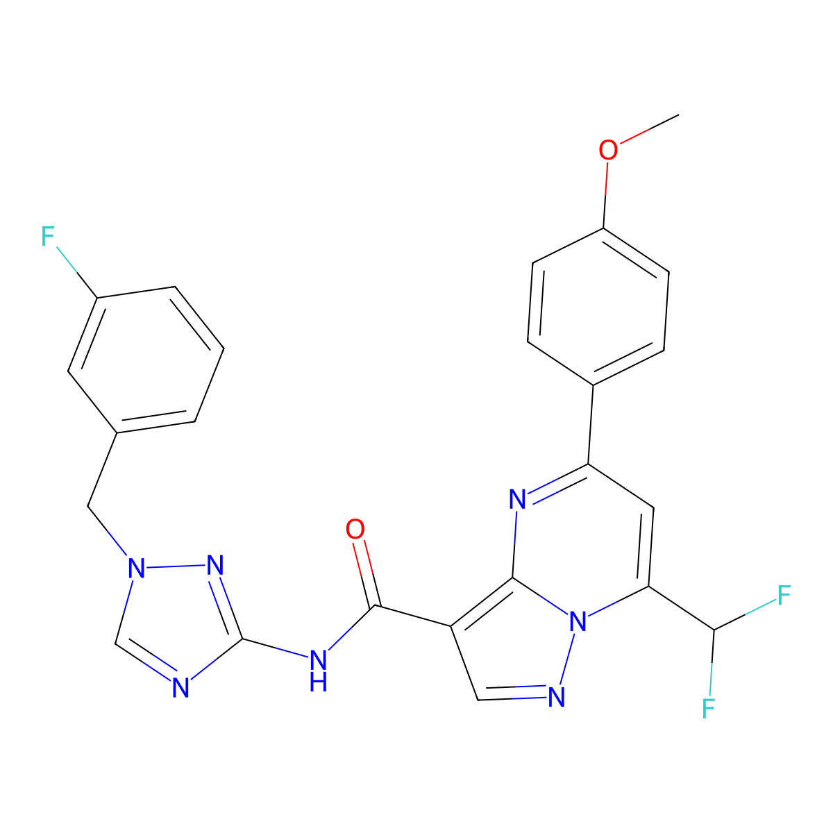 7-(difluoromethyl)-N-[1-[(3-fluorophenyl)methyl]-1,2,4-triazol-3-yl]-5-(4-methoxyphenyl)pyrazolo[1,5-a]pyrimidine-3-carboxamide molecular structure, CAS 828294-35-5