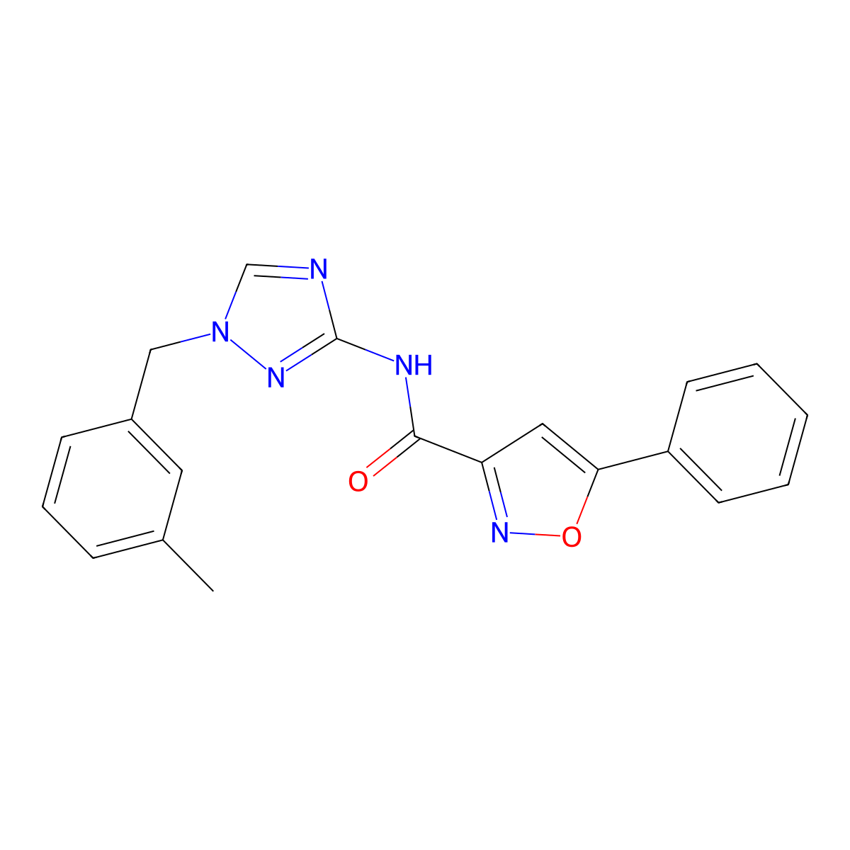 N-[1-[(3-methylphenyl)methyl]-1,2,4-triazol-3-yl]-5-phenyl-1,2-oxazole-3-carboxamide molecular structure, CAS 828294-65-1
