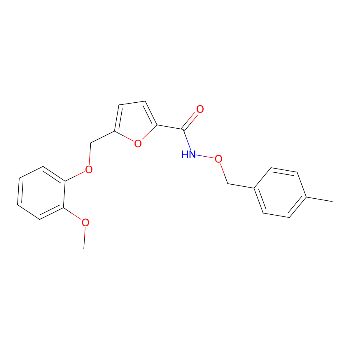5-[(2-methoxyphenoxy)methyl]-N-[(4-methylphenyl)methoxy]furan-2-carboxamide molecular structure, CAS 828294-66-2