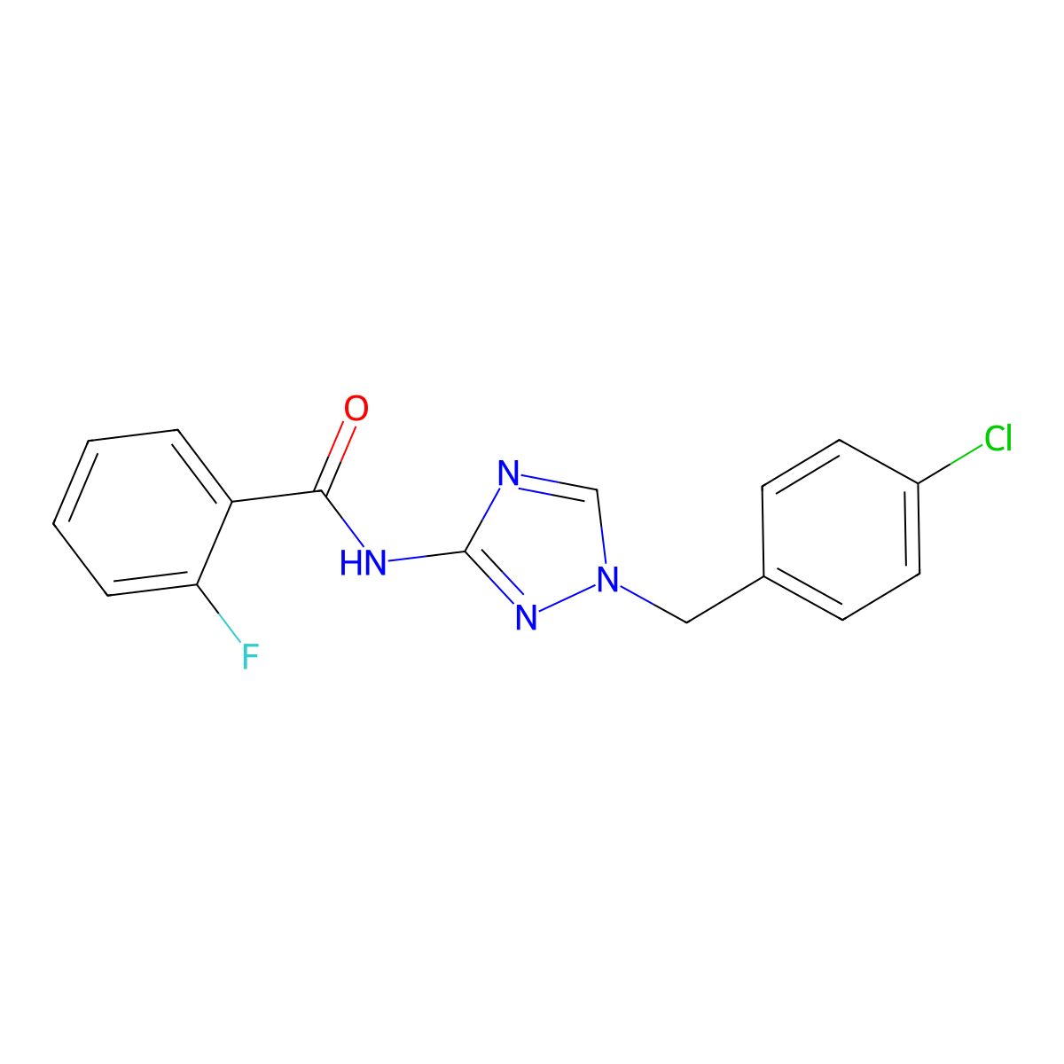 N-[1-[(4-chlorophenyl)methyl]-1,2,4-triazol-3-yl]-2-fluorobenzamide molecular structure, CAS 828295-73-4