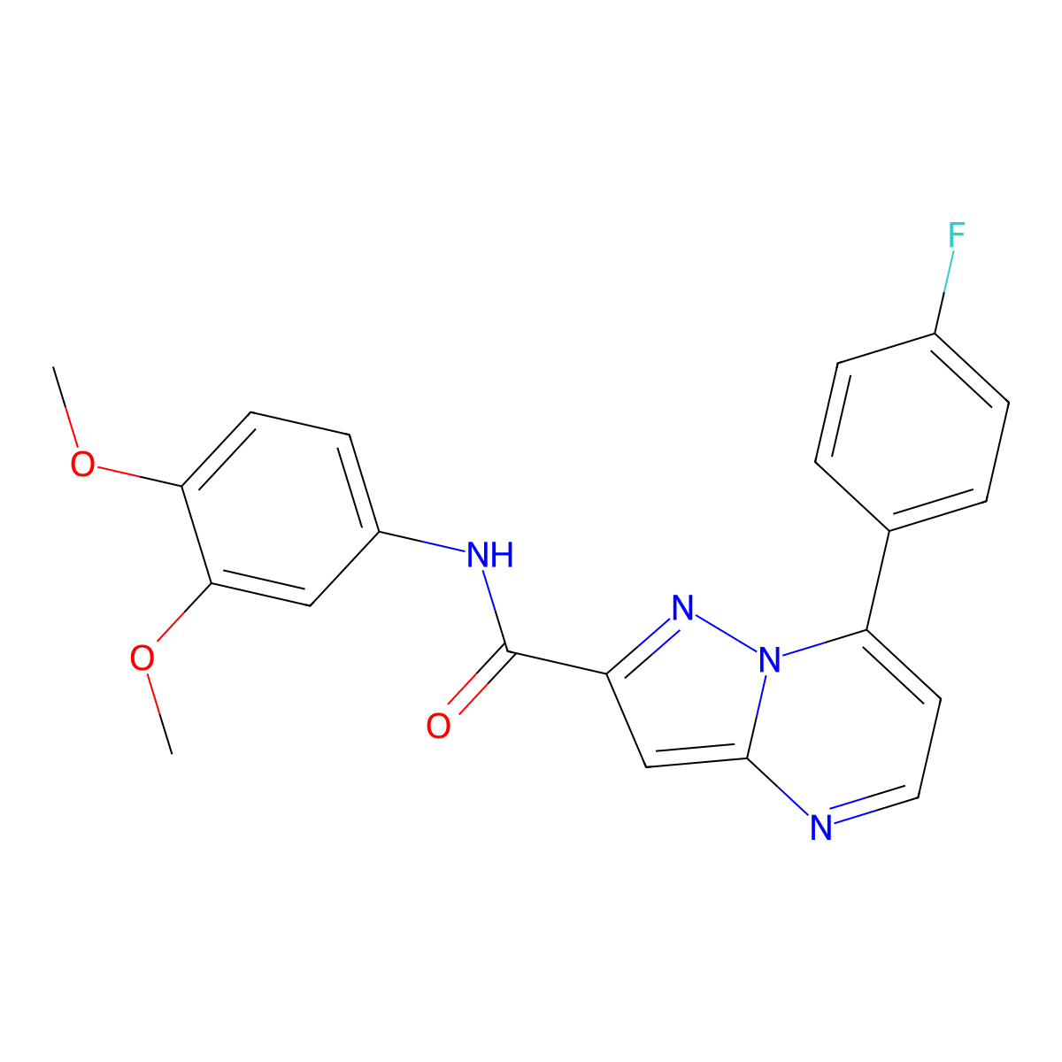 N-(3,4-dimethoxyphenyl)-7-(4-fluorophenyl)pyrazolo[1,5-a]pyrimidine-2-carboxamide molecular structure, CAS 828295-78-9