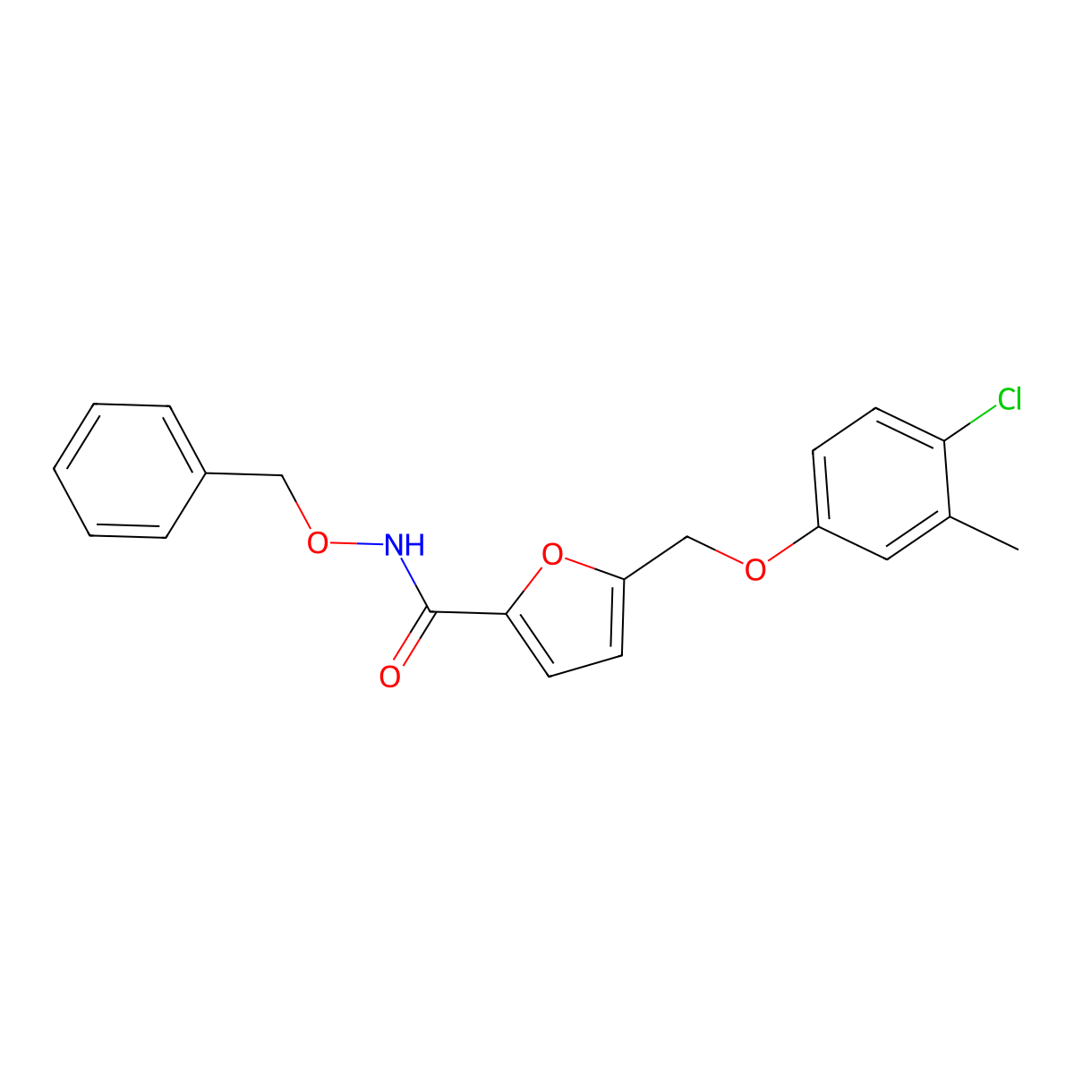 5-[(4-chloro-3-methylphenoxy)methyl]-N-phenylmethoxyfuran-2-carboxamide molecular structure, CAS 828296-18-0
