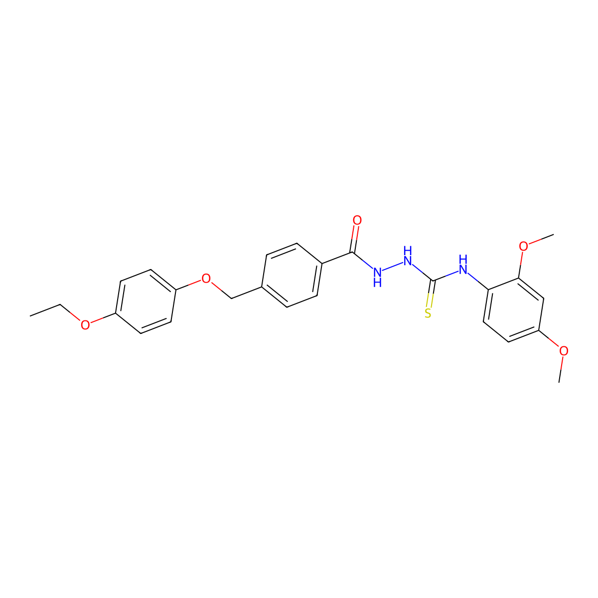 N-(2,4-dimethoxyphenyl)-2-({4-[(4-ethoxyphenoxy)methyl]phenyl}carbonyl)hydrazinecarbothioamide molecular structure, CAS 828296-67-9