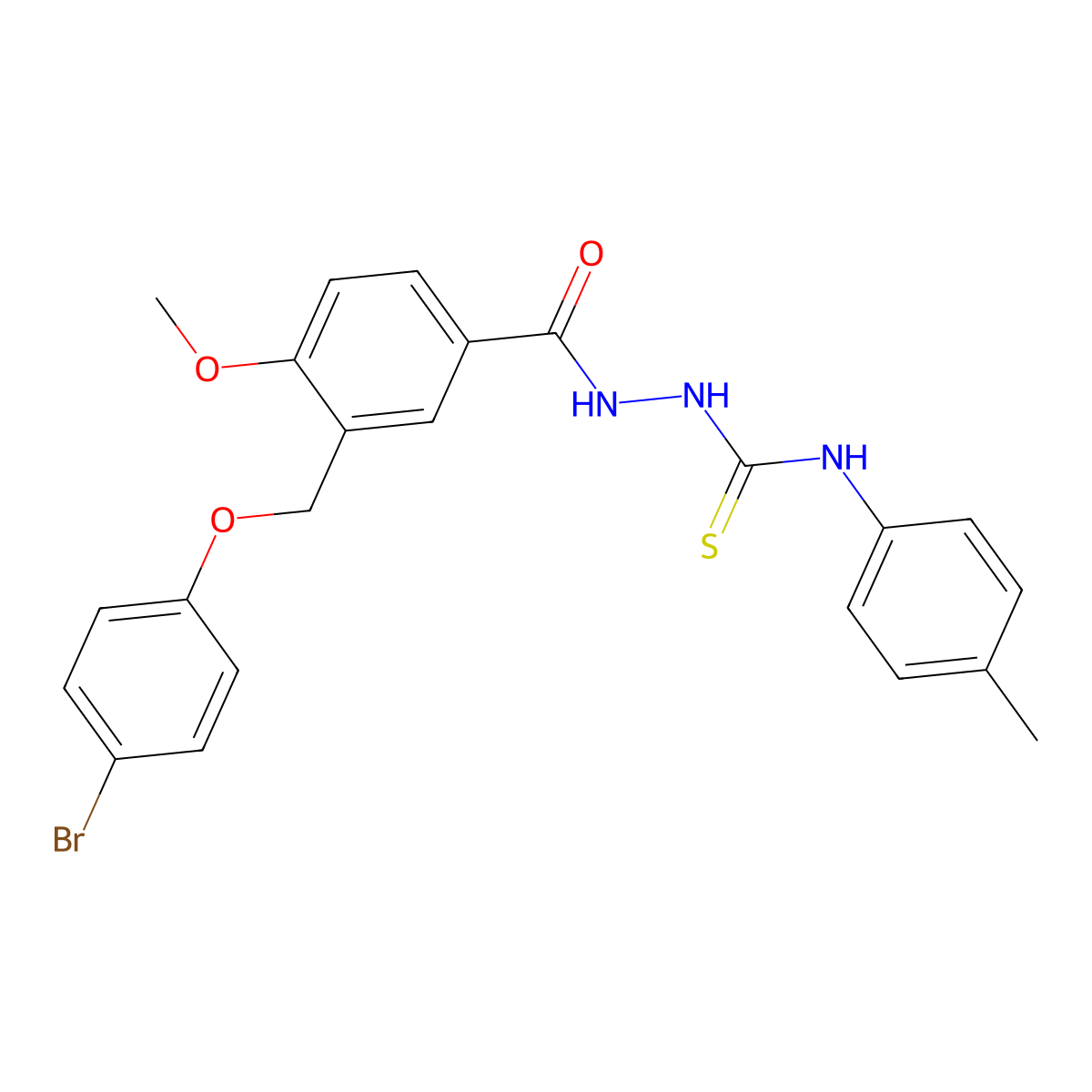 2-({3-[(4-bromophenoxy)methyl]-4-methoxyphenyl}carbonyl)-N-(4-methylphenyl)hydrazinecarbothioamide molecular structure, CAS 828296-77-1