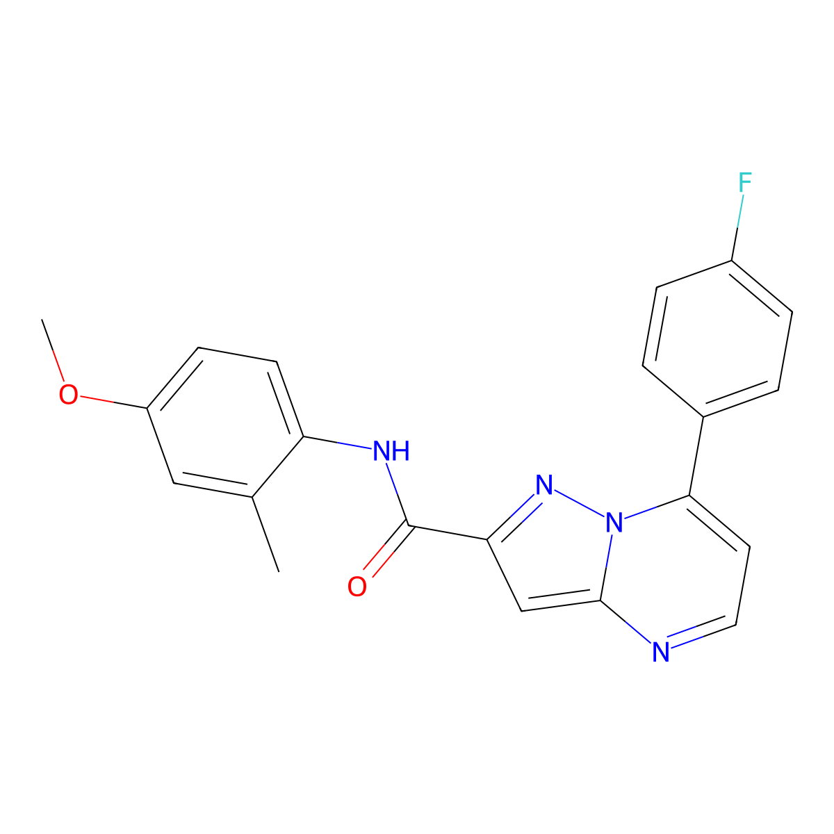 7-(4-fluorophenyl)-N-(4-methoxy-2-methylphenyl)pyrazolo[1,5-a]pyrimidine-2-carboxamide molecular structure, CAS 828297-03-6