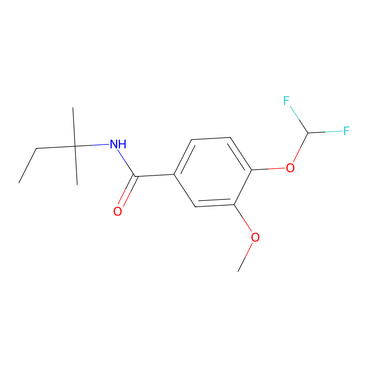 4-(difluoromethoxy)-3-methoxy-N-(2-methylbutan-2-yl)benzamide molecular structure, CAS 828297-88-7